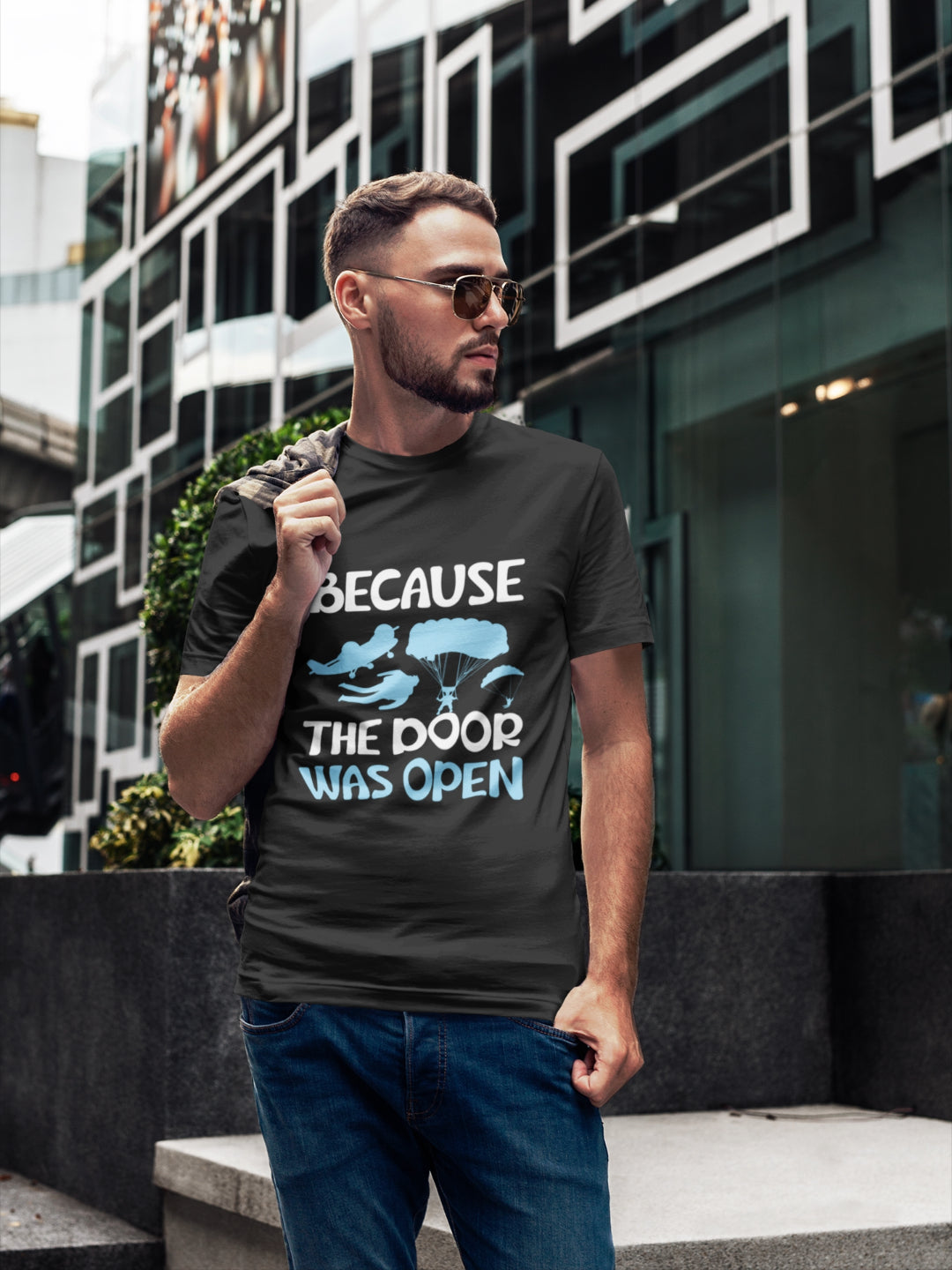 Skydiving Because The Door Was Open Men's Printed T-shirt -