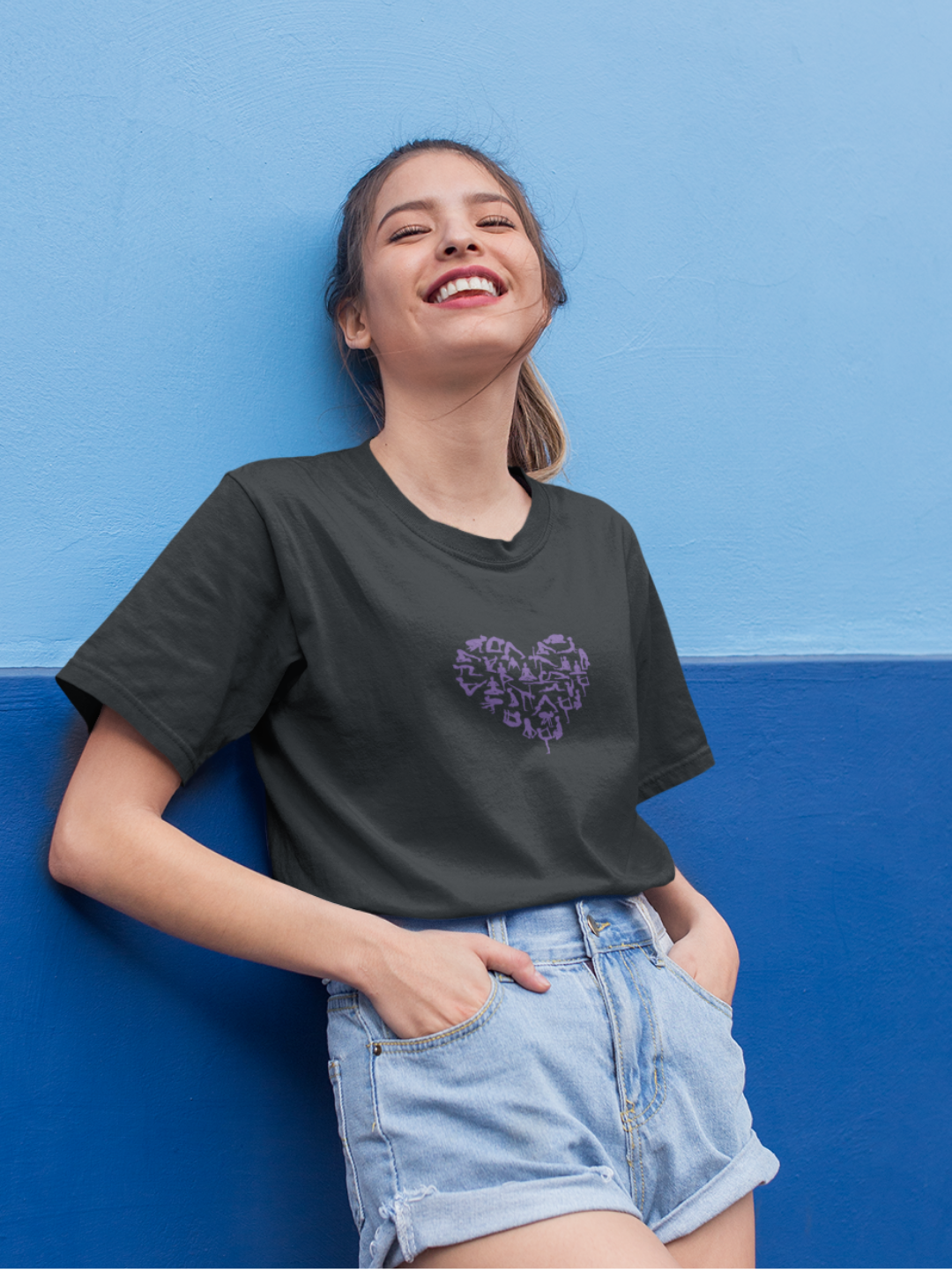 Yoga Poses Heart Unisex Printed T-shirt -