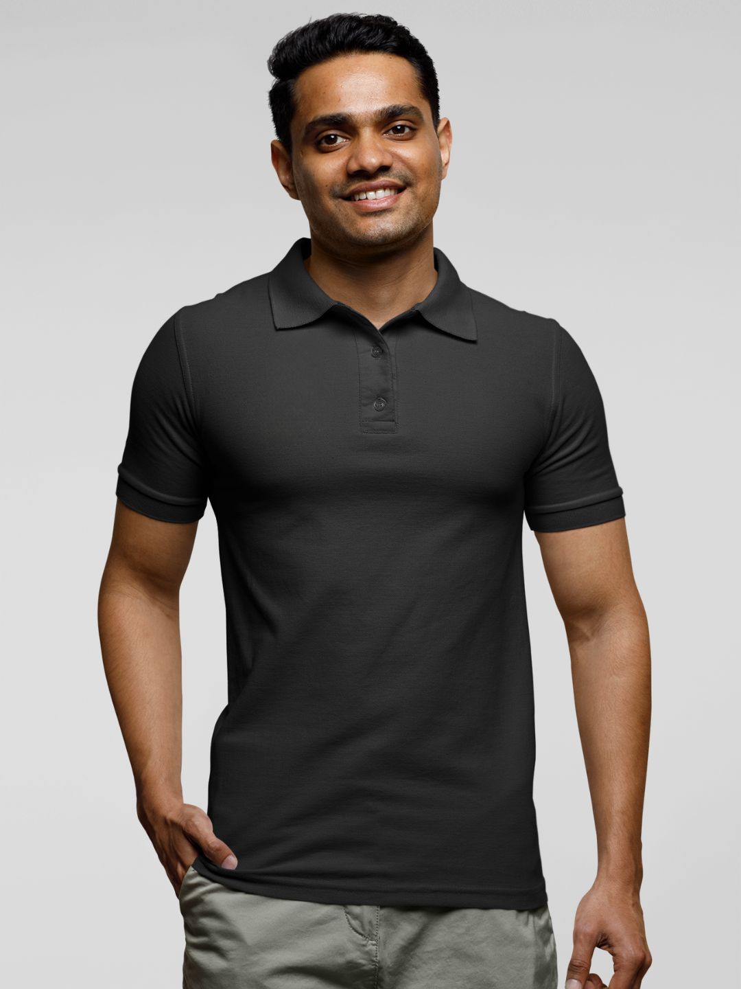 Black Men’s Plain Polo T-shirt -