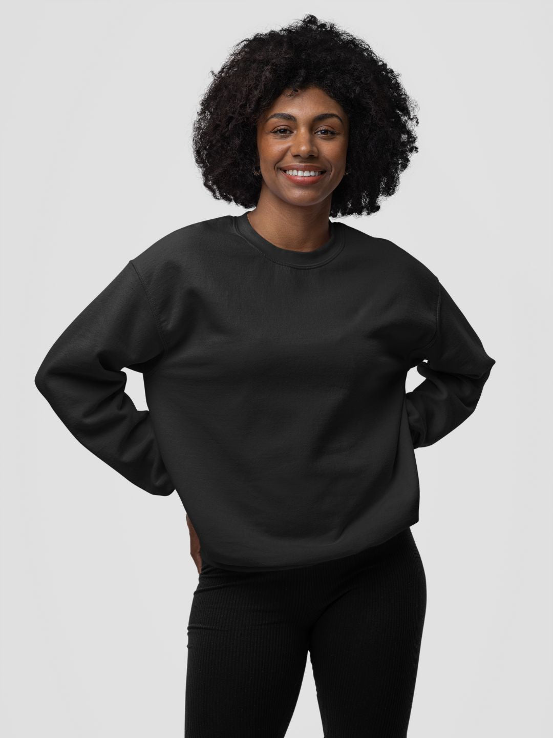 Black Unisex Plain Oversized Sweatshirt -