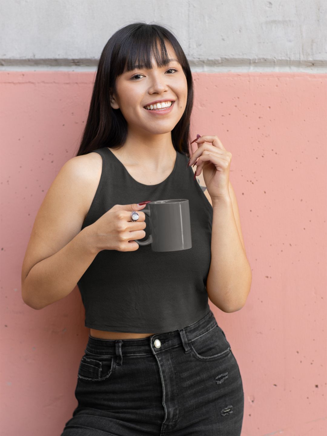 Black Women’s Plain Crop Tank Top -