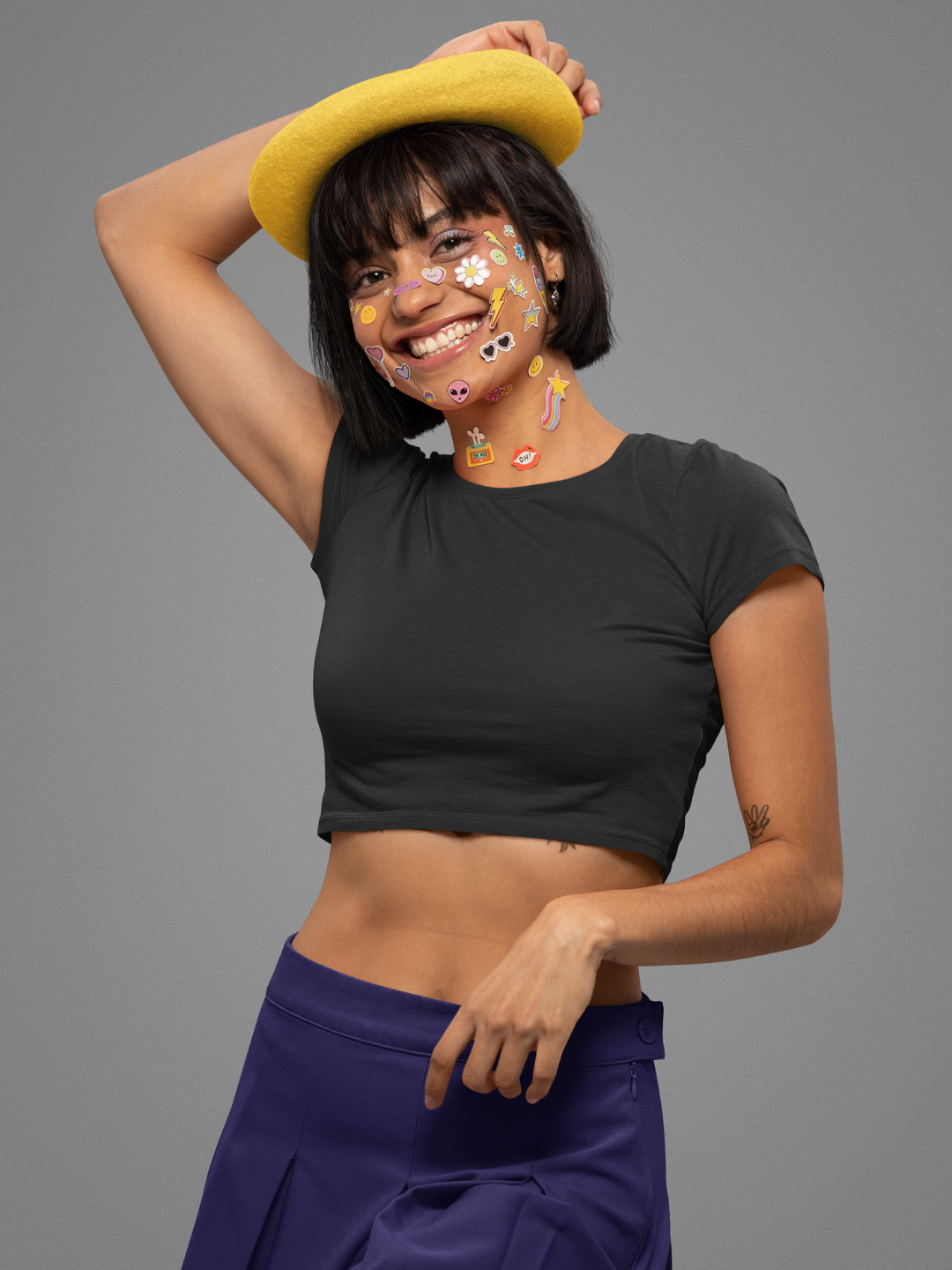 Black Women's Plain Crop Top -
