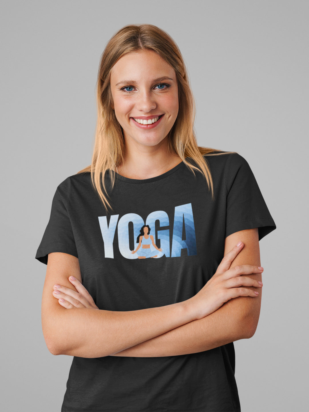 Blue Abstract Yoga Women's Printed T-shirt -