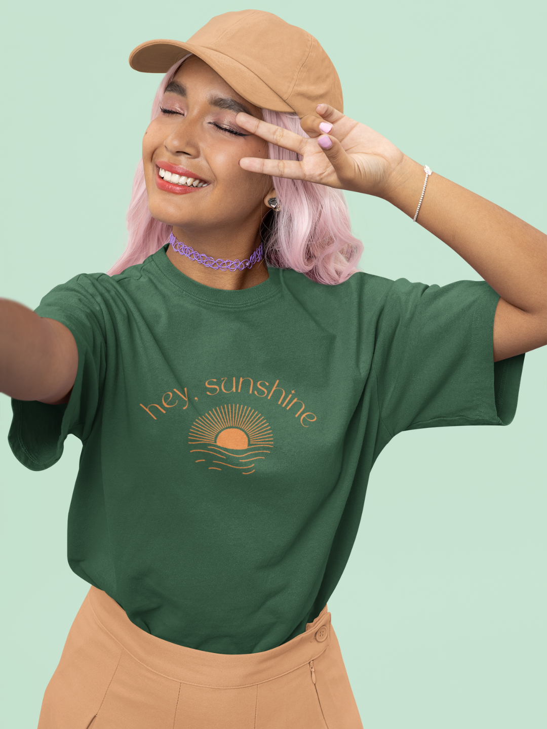 Hey Sunshine Oversized Womens Printed T-shirt -