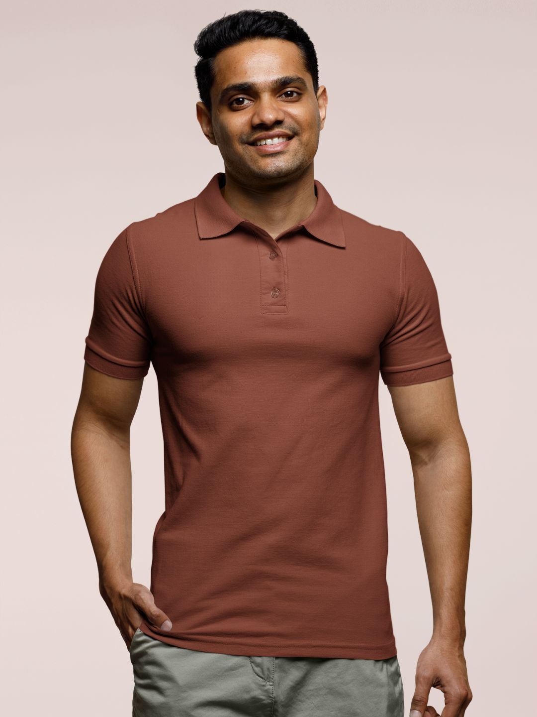 Brick Red Men’s Plain Polo T-shirt -