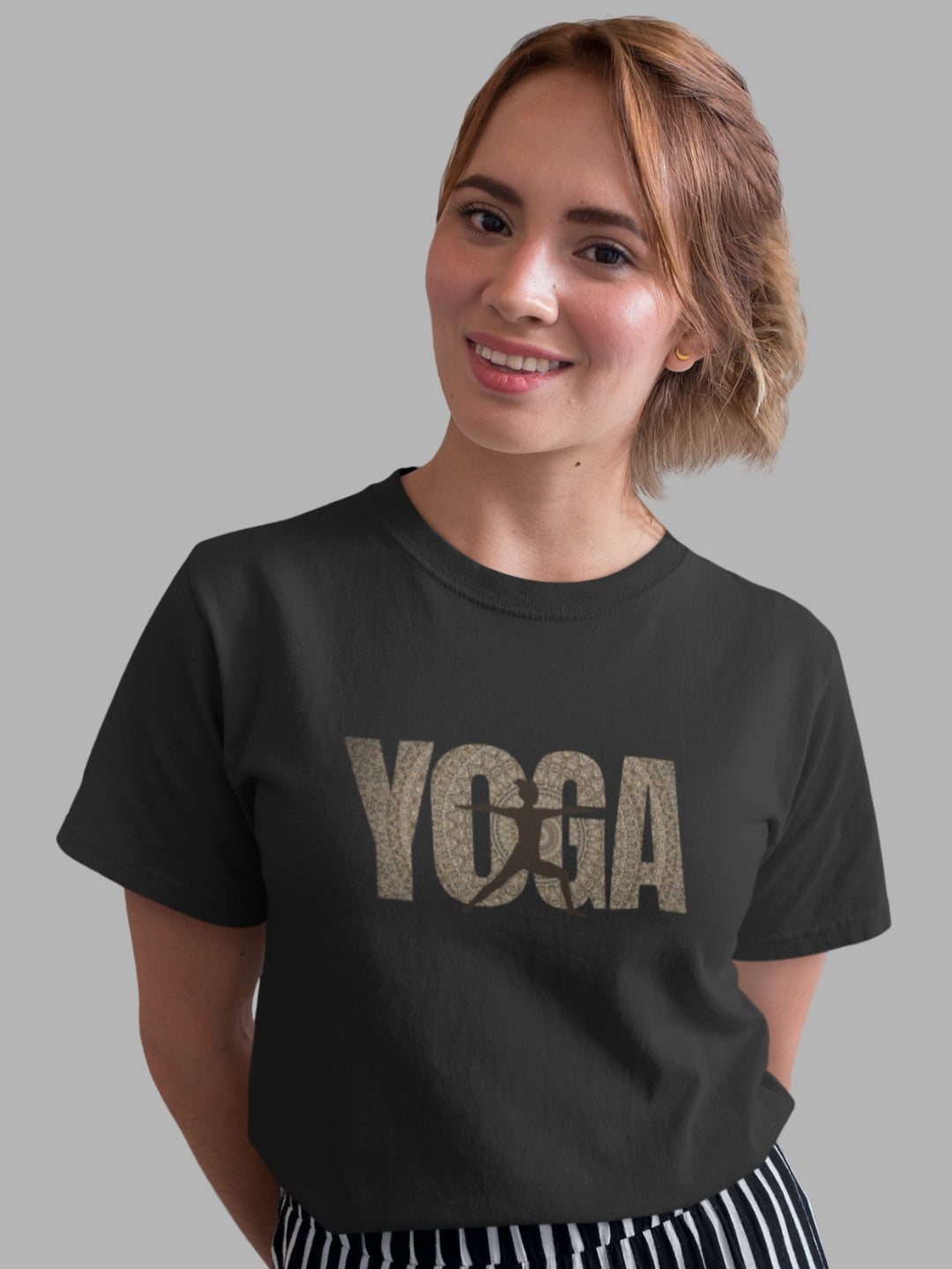 Brown Mandala Yoga Women's Printed T-shirt -