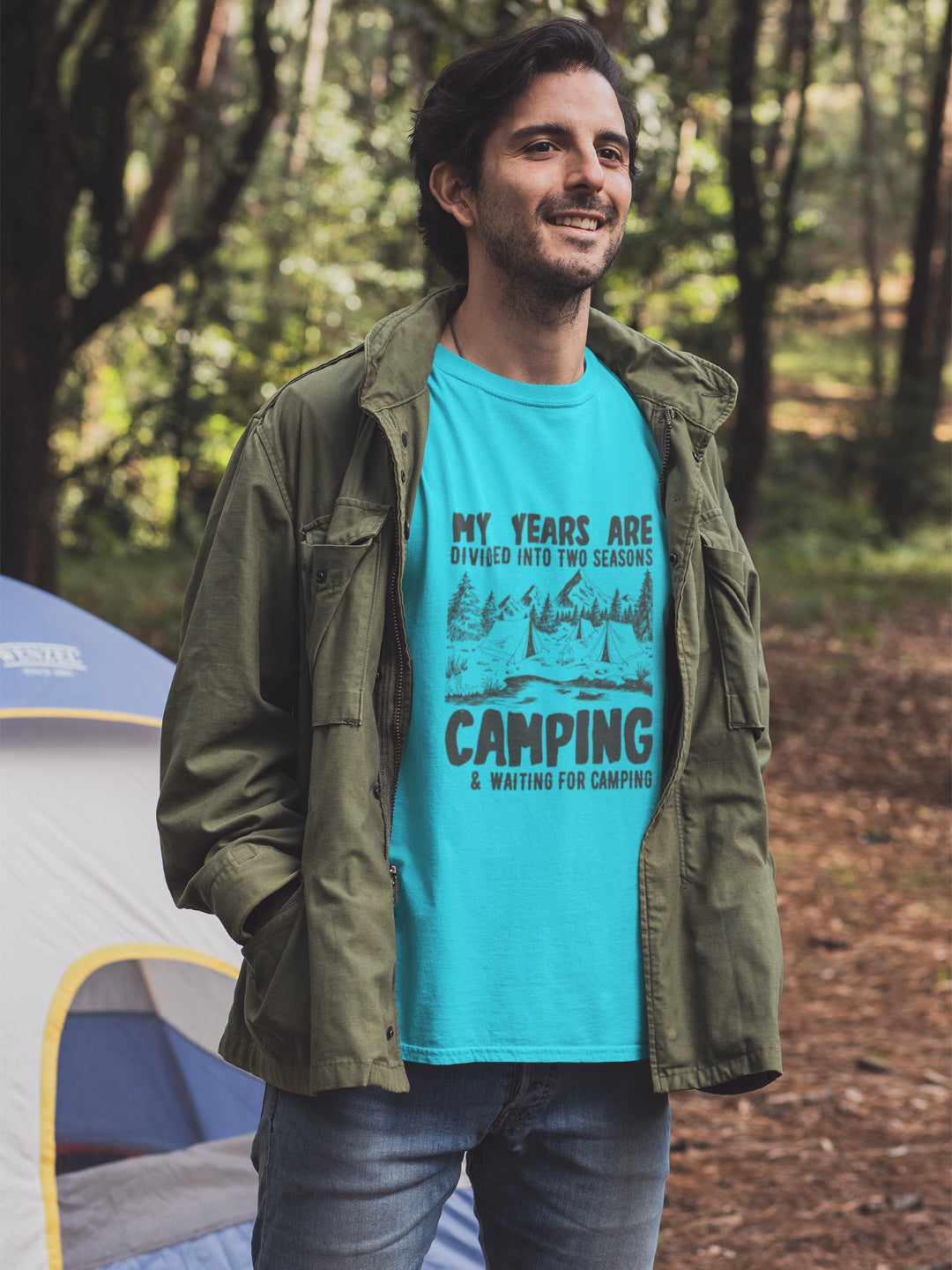 Camping And Waiting For Camping Men's Printed T-shirt -