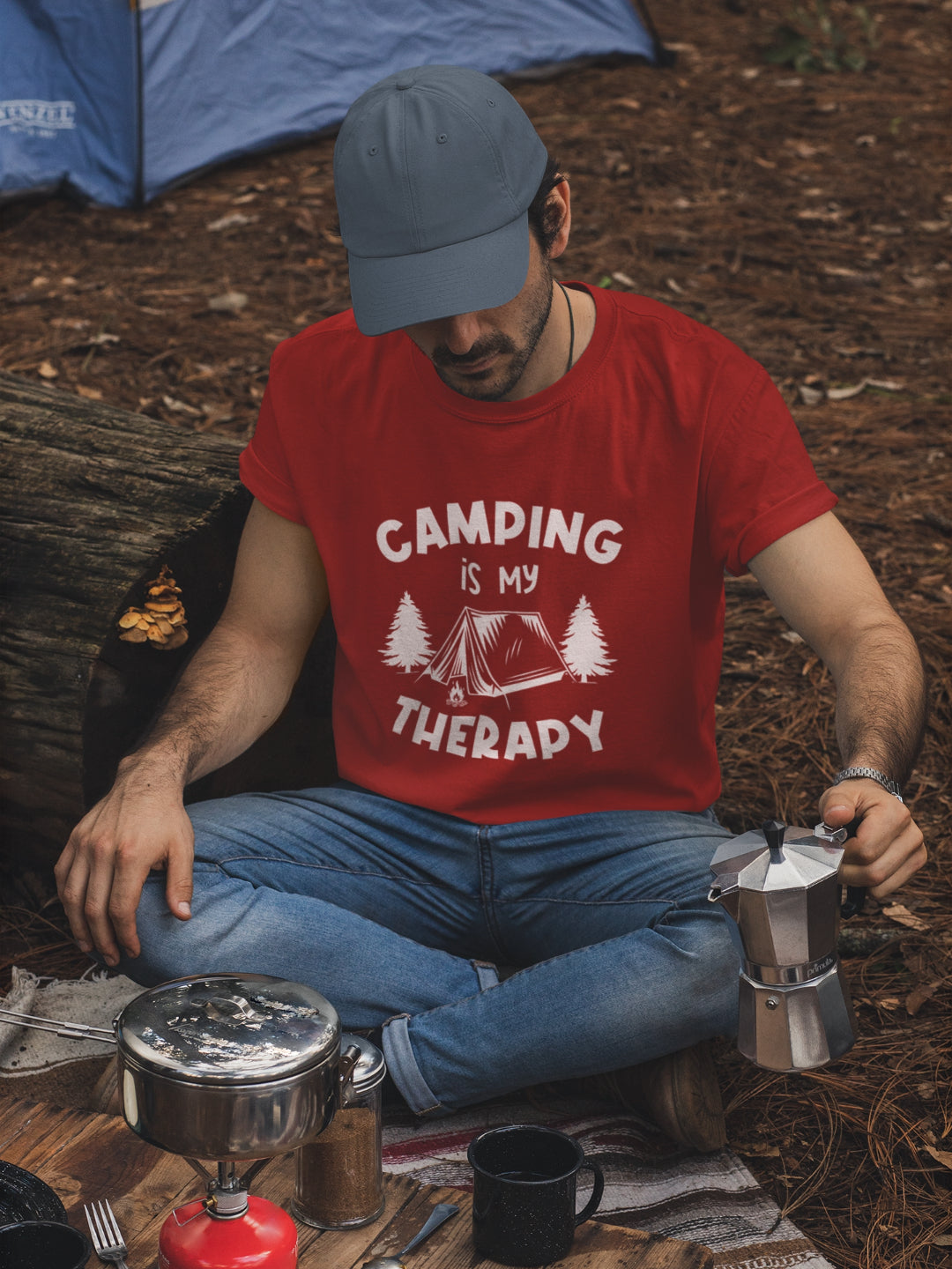 Camping Is My Therapy Men's Printed T-shirt -