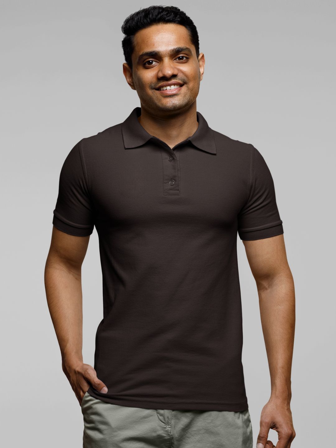 Coffee Brown Men’s Plain Polo T-shirt -