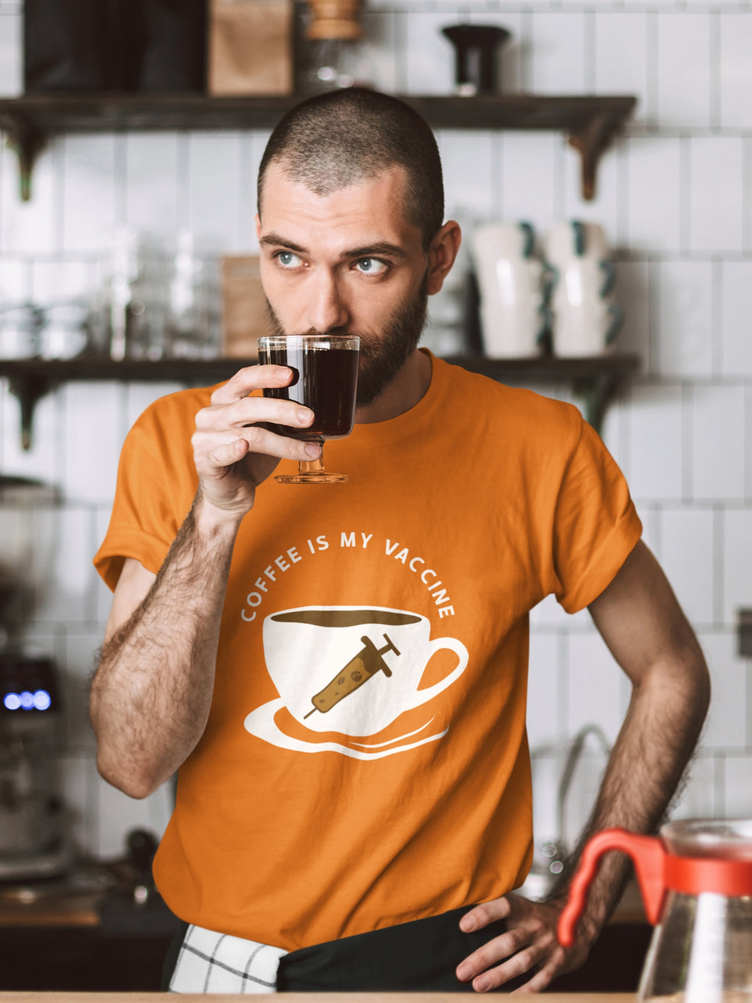 Coffee Is My Vaccine Men's Classic Printed T-shirt -