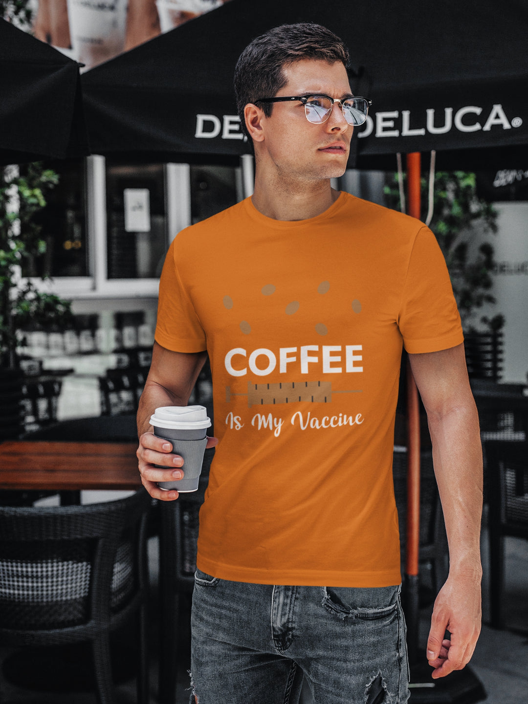 Coffee Is My Vaccine Men's Printed T-shirt -
