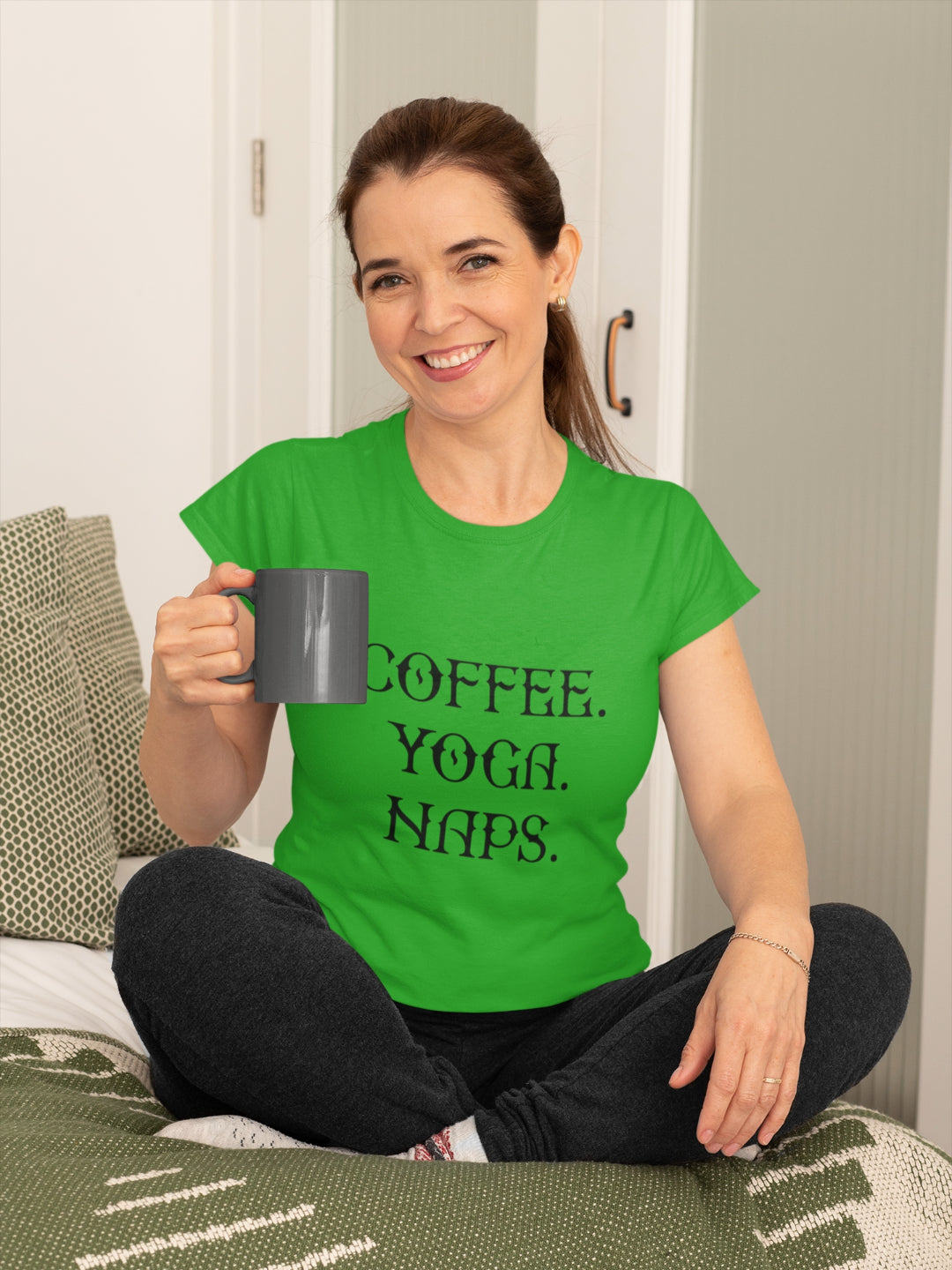 Coffee Yoga Naps Women's Printed T-shirt -