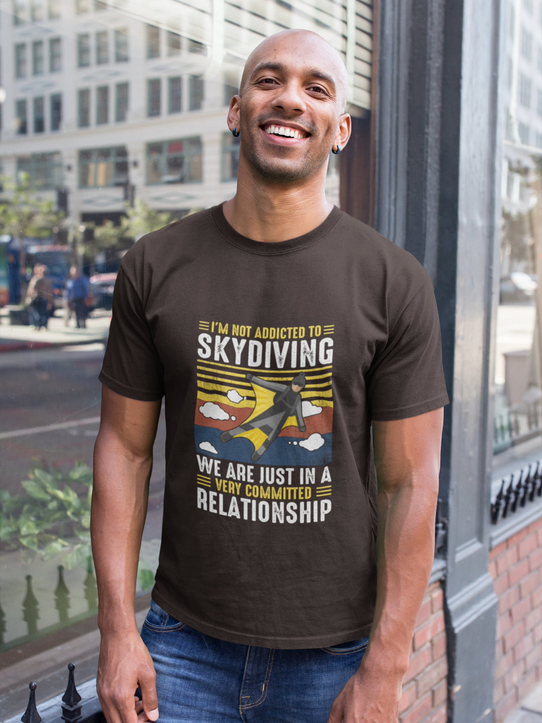 Committed To Skydiving Men's Printed T-shirt -