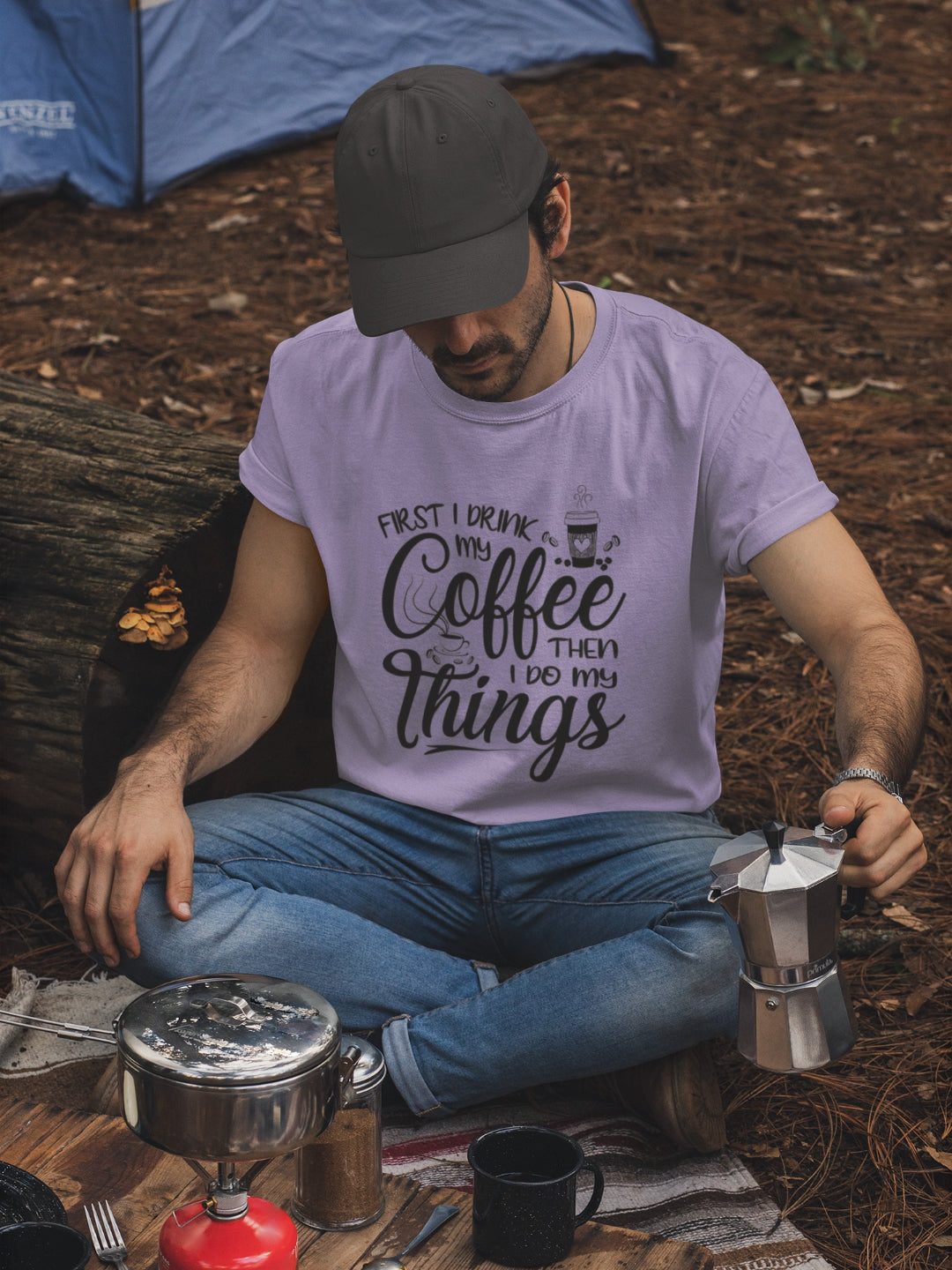 First Coffee Then I Do My Things Men's Printed T-shirt -