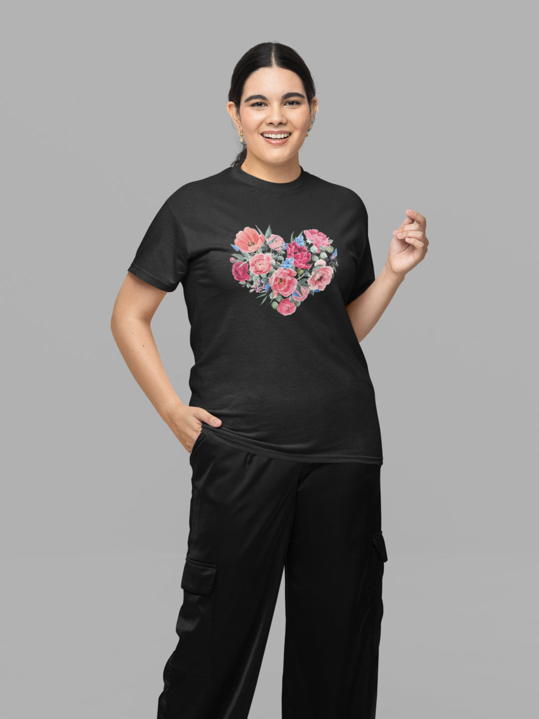 Floral Heart Women's Printed T-shirt -