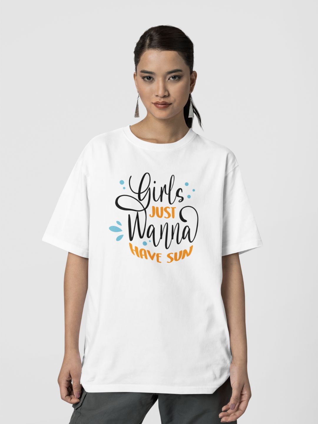 Girls Just Wanna Have Sun Oversized Womens Printed T-shirt -