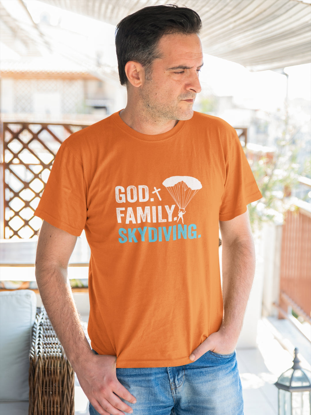 God Family Skydiving Men's Printed T-shirt -