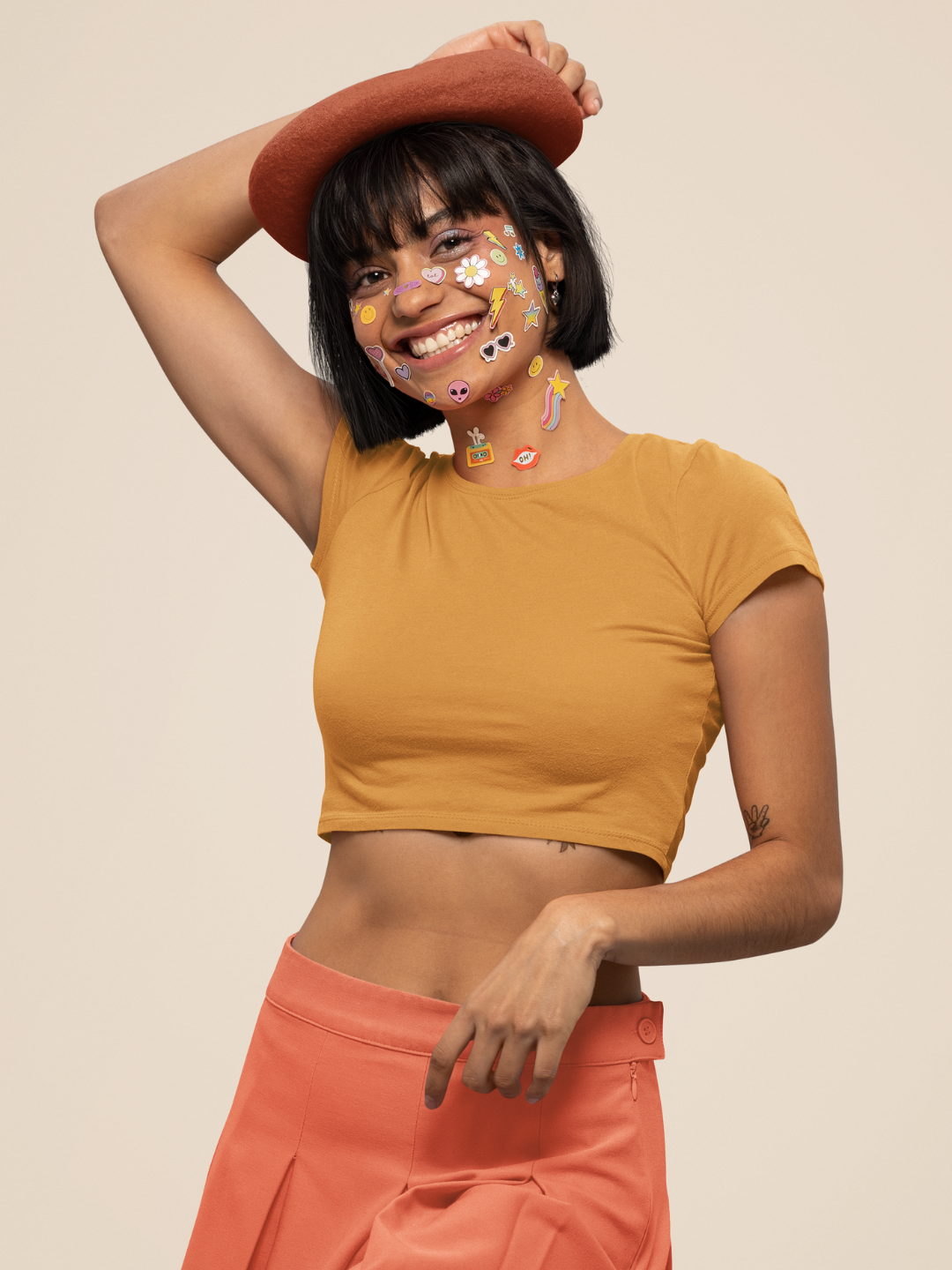 Golden Yellow Women's Plain Crop Top -