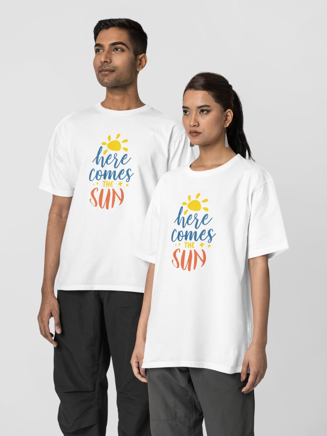 Here Comes The Sun Oversized Unisex Printed T-shirt -