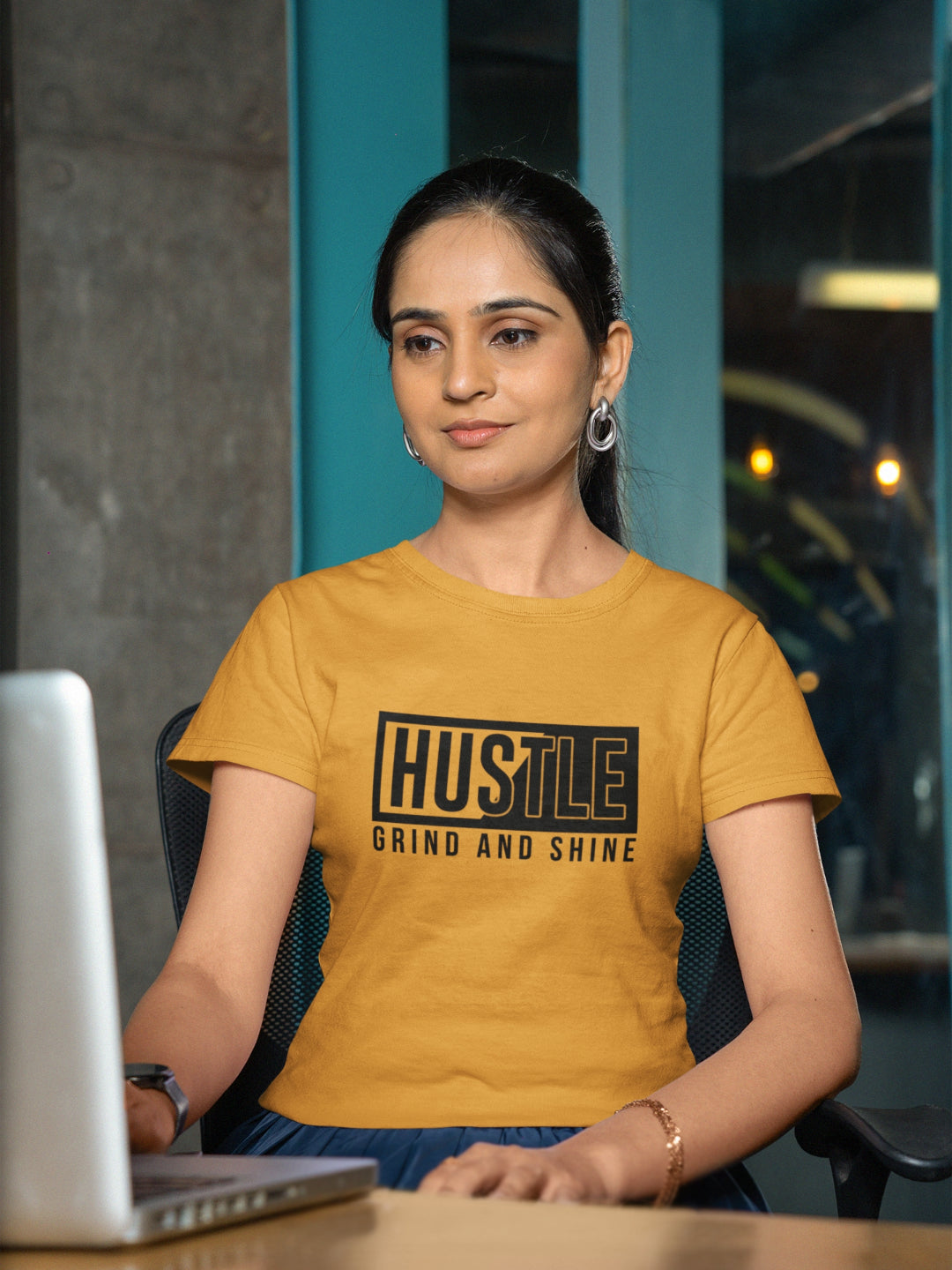 Hustle Grind And Shine Women's Printed T-shirt -