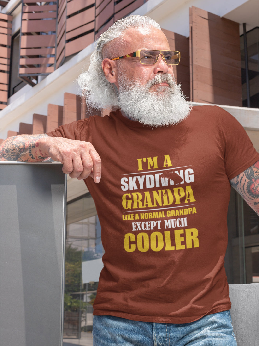 Cool Skydiving Grandpa Men's Printed T-shirt -