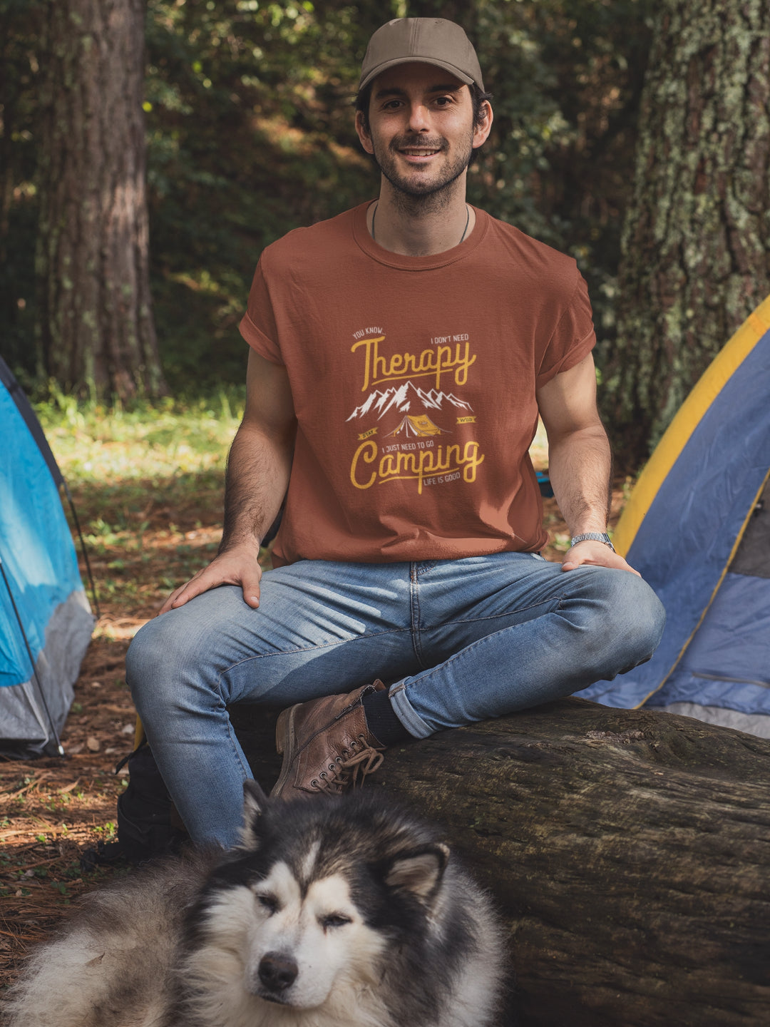 I Don't Need Therapy, I Just Need To Go Camping Men's Printed T-shirt -