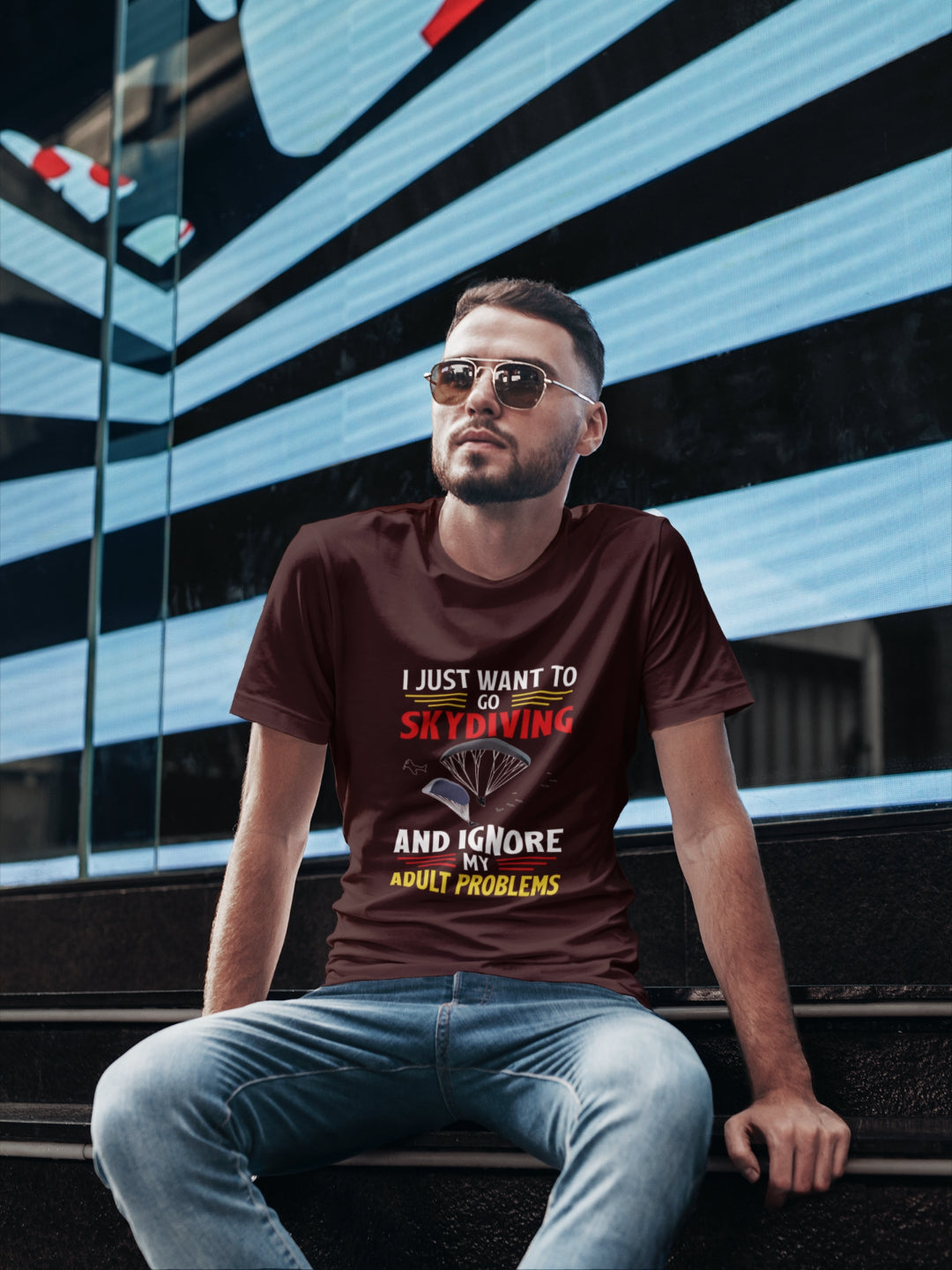 I Just Want To Go Skydiving Men's Printed T-shirt -