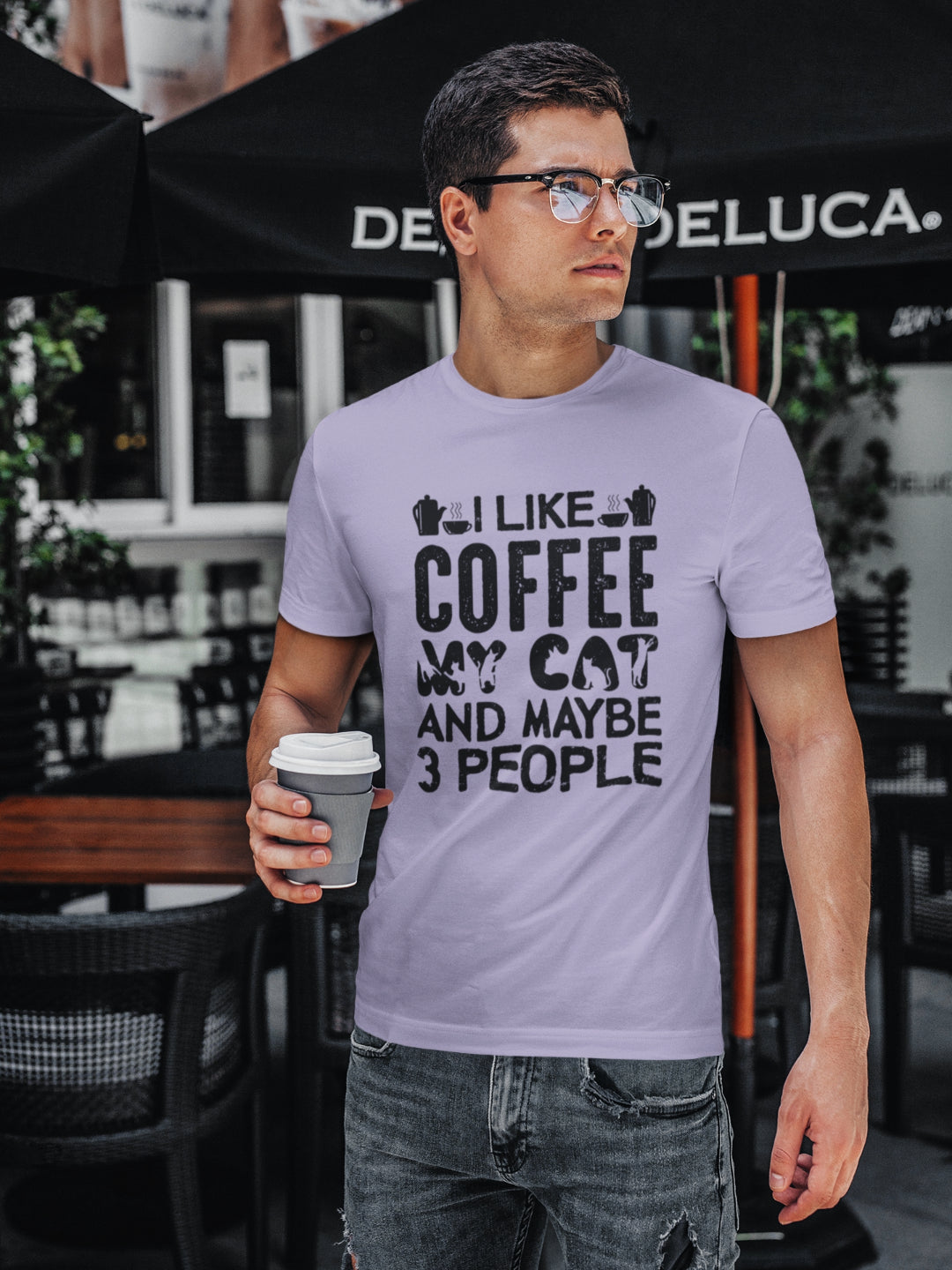 Coffee And Cat Classic Men's Printed T-shirt -