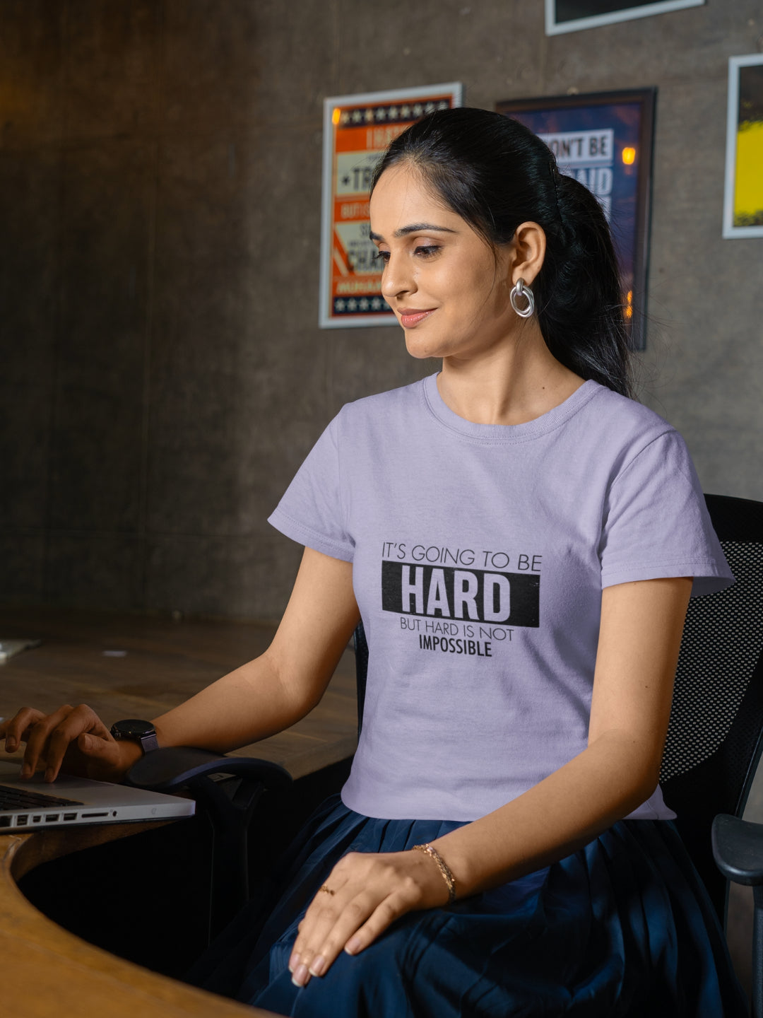 Hard Is Not Impossible Women's Printed T-shirt -