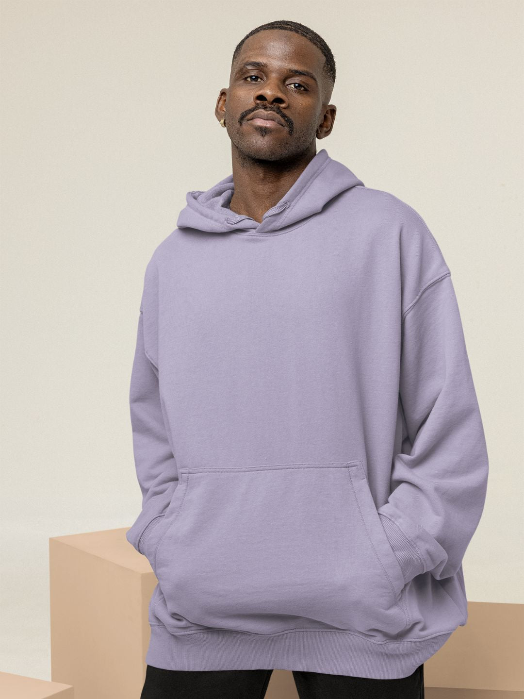 Lavender Unisex Plain Oversized Hooded Sweatshirt -