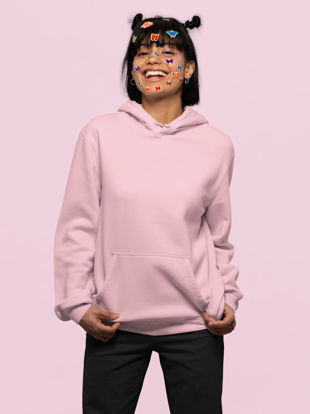 Light Pink Unisex Plain Hooded Sweatshirt -