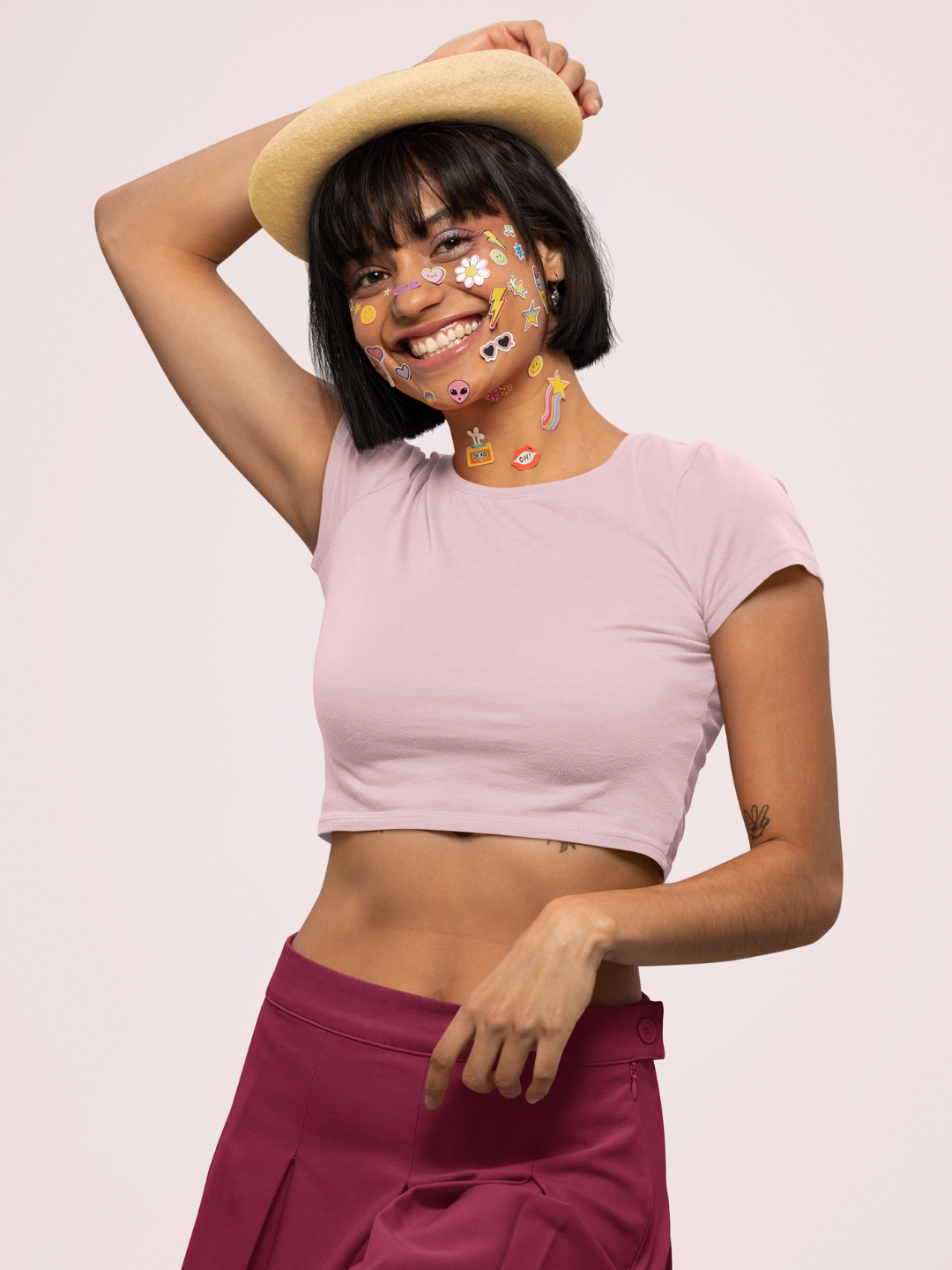 Light Pink Women's Plain Crop Top -