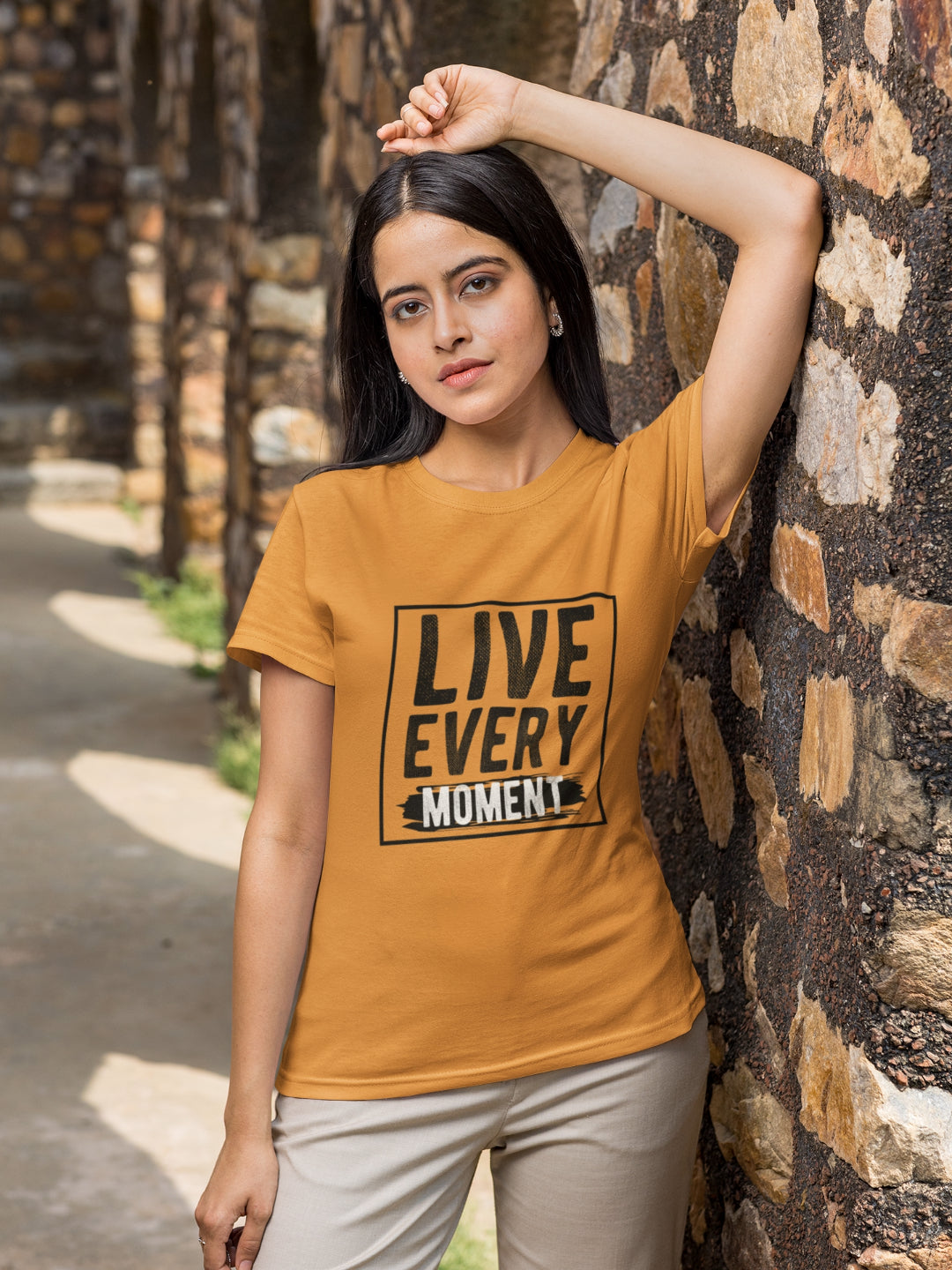 Live Every Moment Women's Printed T-shirt -
