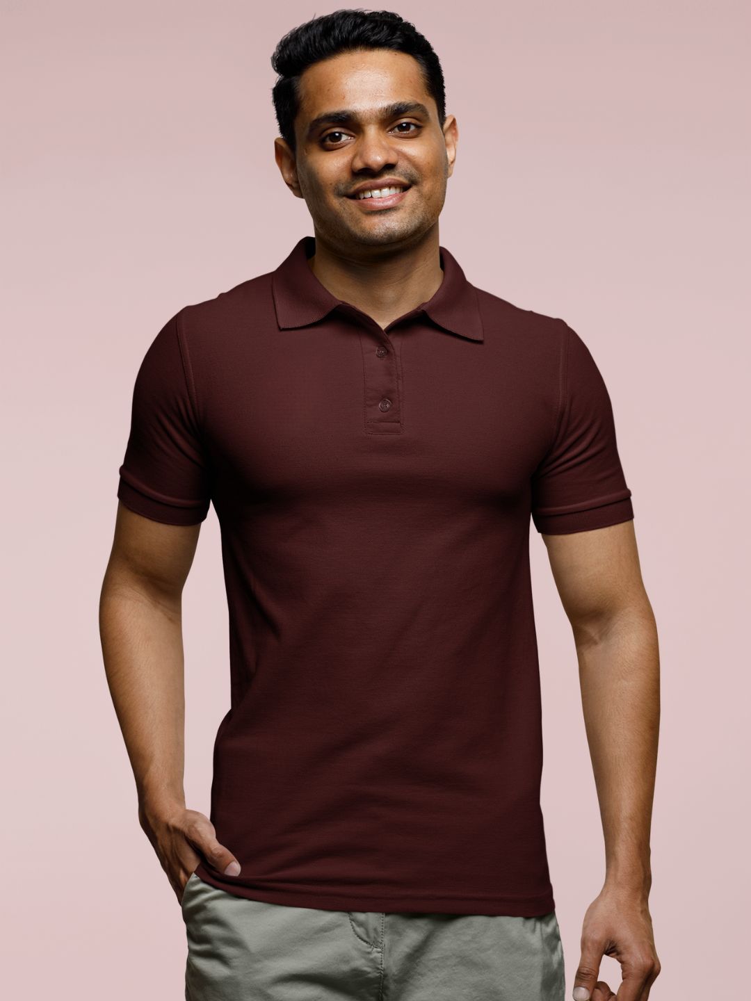 Maroon Men’s Plain Polo T-shirt -