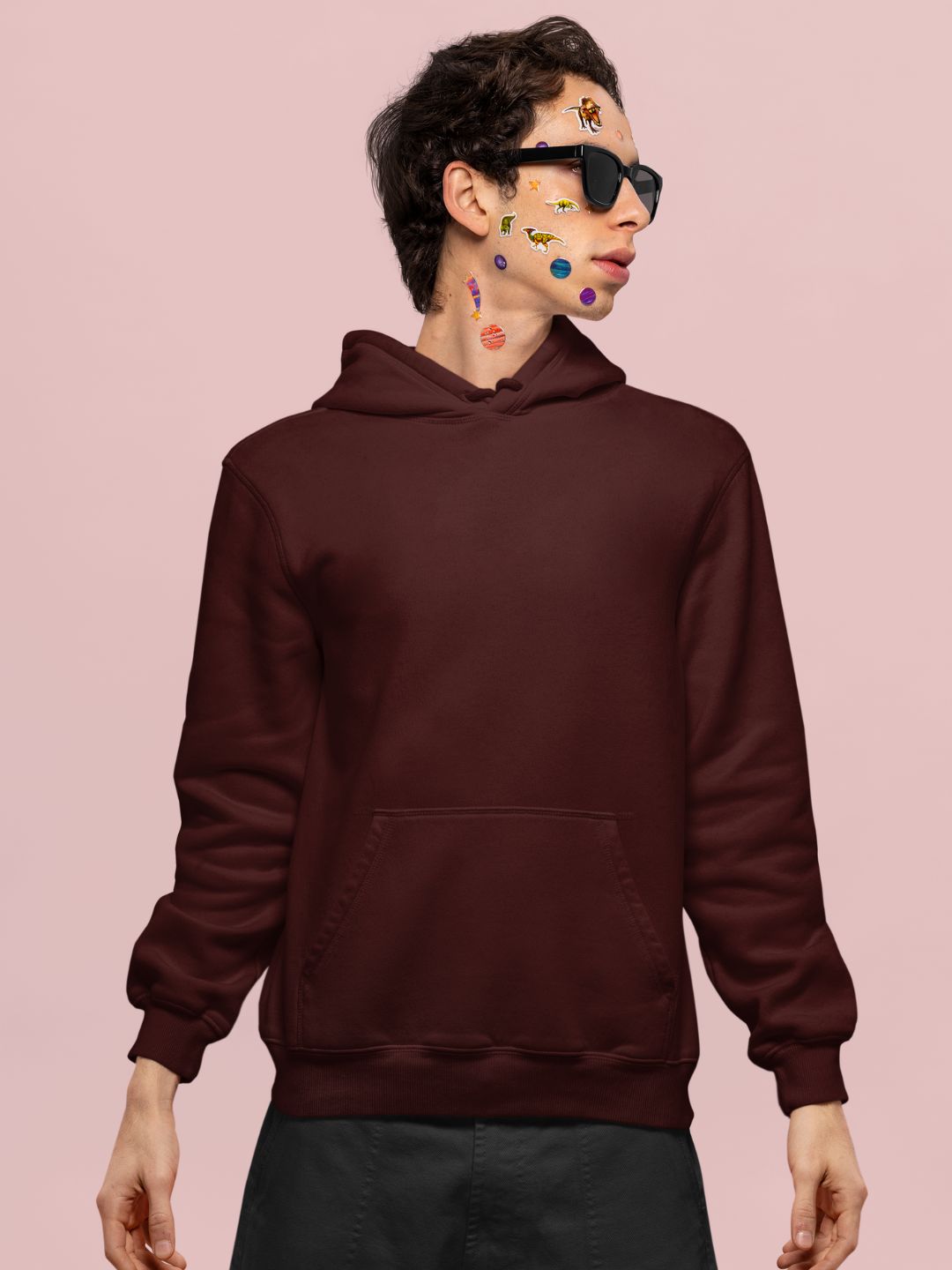 Maroon Unisex Plain Hooded Sweatshirt -