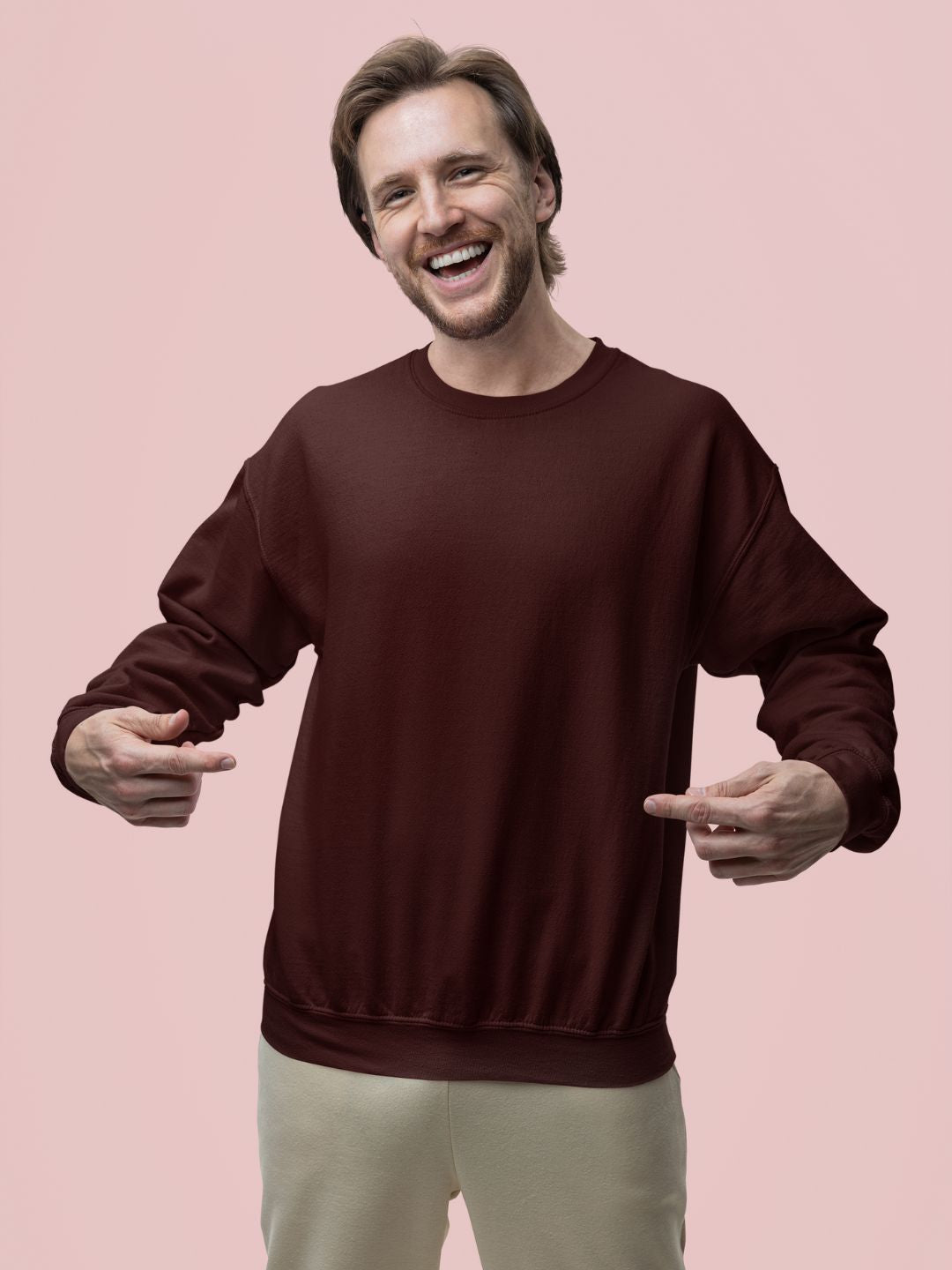 Maroon Unisex Plain Oversized Sweatshirt -