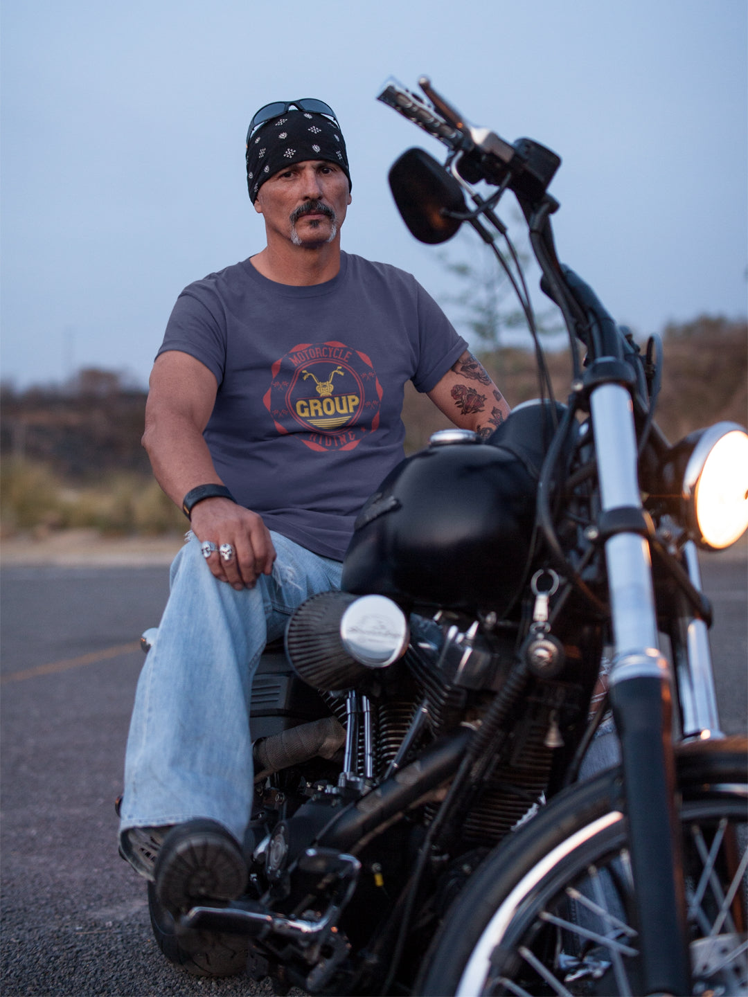 Motorcycle Group Riding Men's Printed T-shirt -