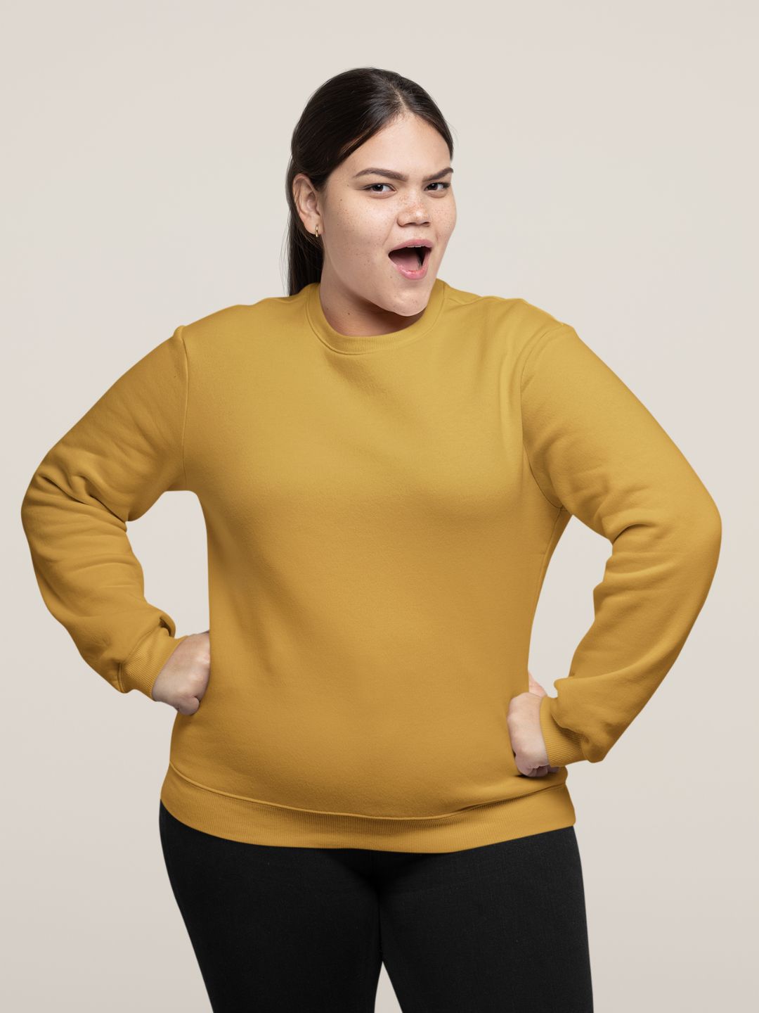 Mustard Yellow Unisex Plain Sweatshirt -