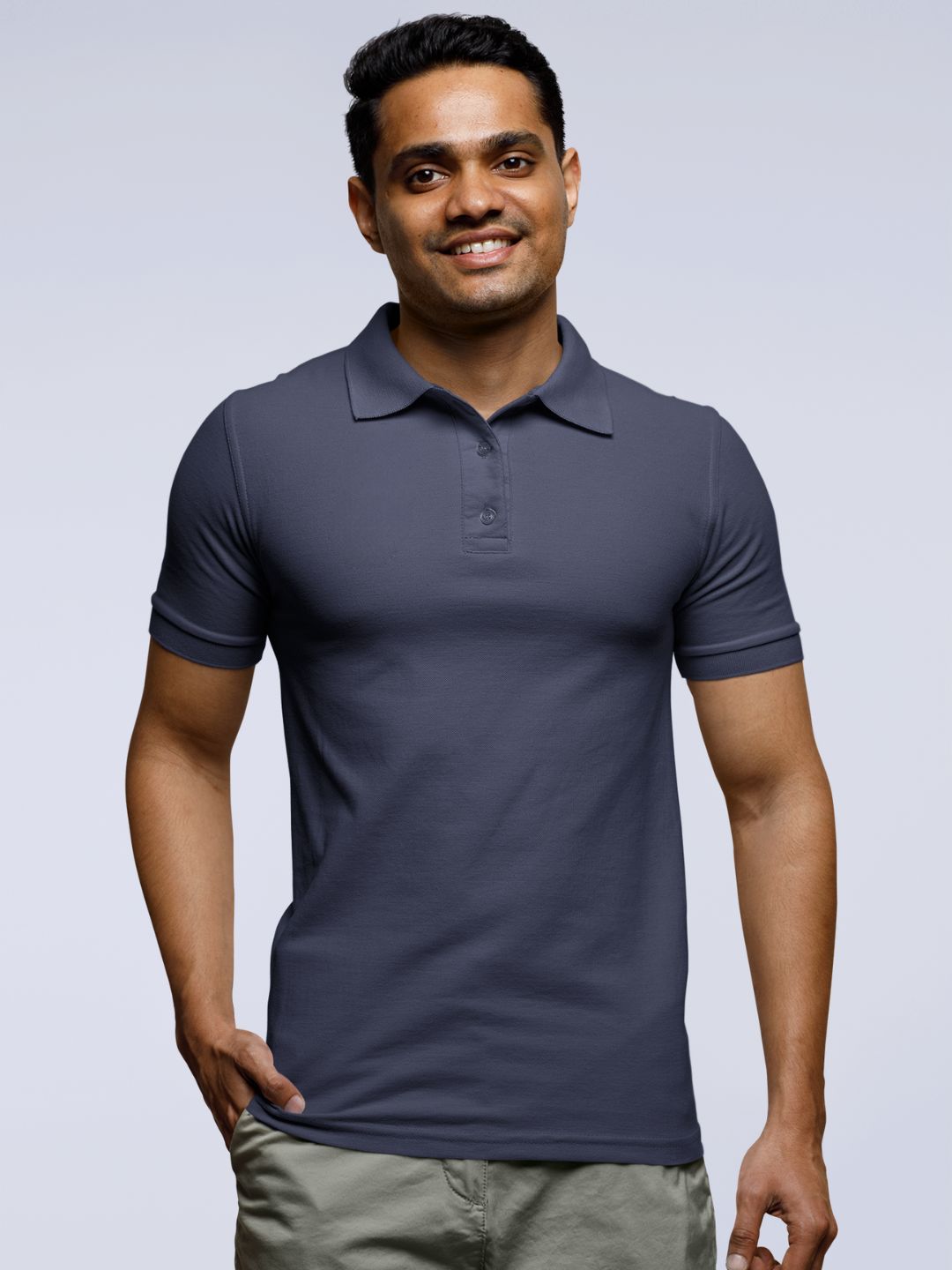 Navy Blue Men’s Plain Polo T-shirt -