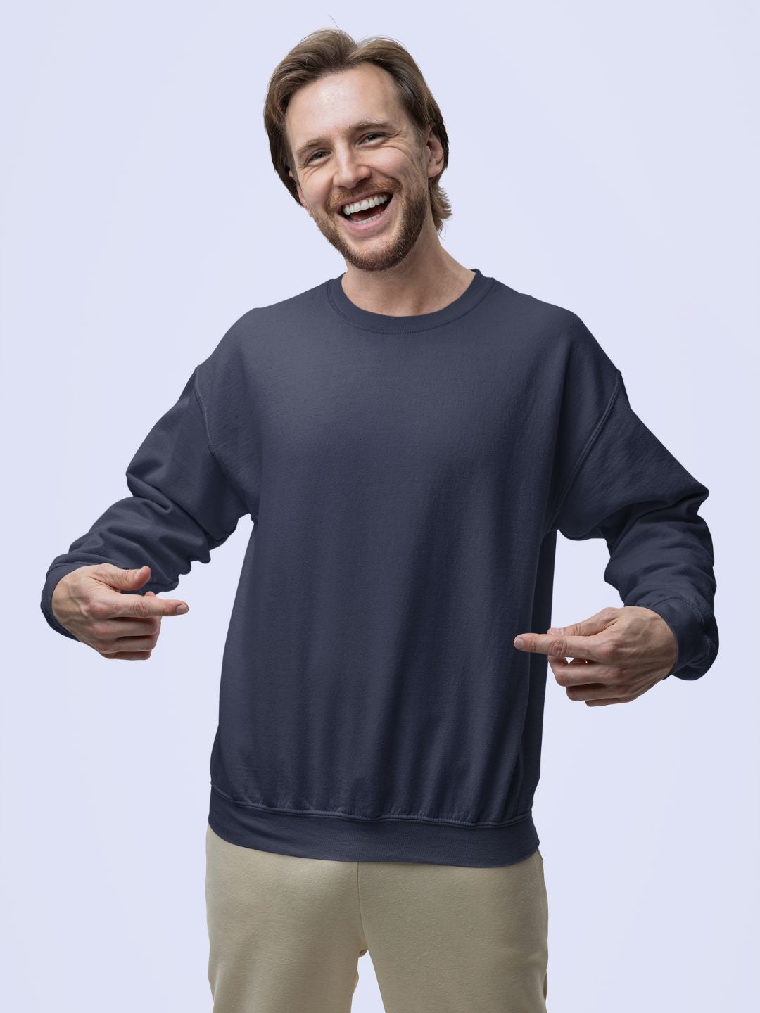 Navy Blue Unisex Plain Oversized Sweatshirt -