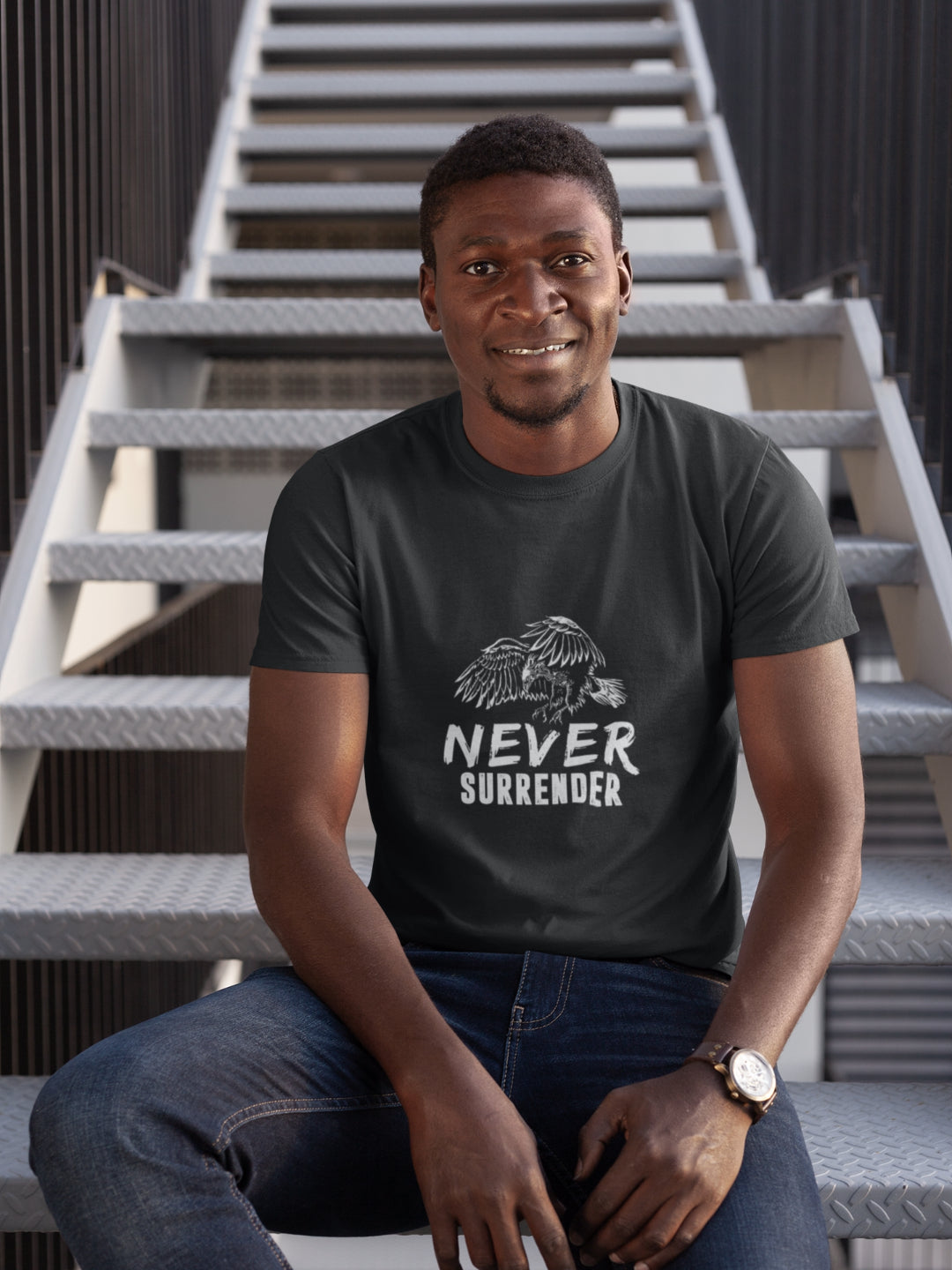 Never Surrender Men's Printed T-shirt -