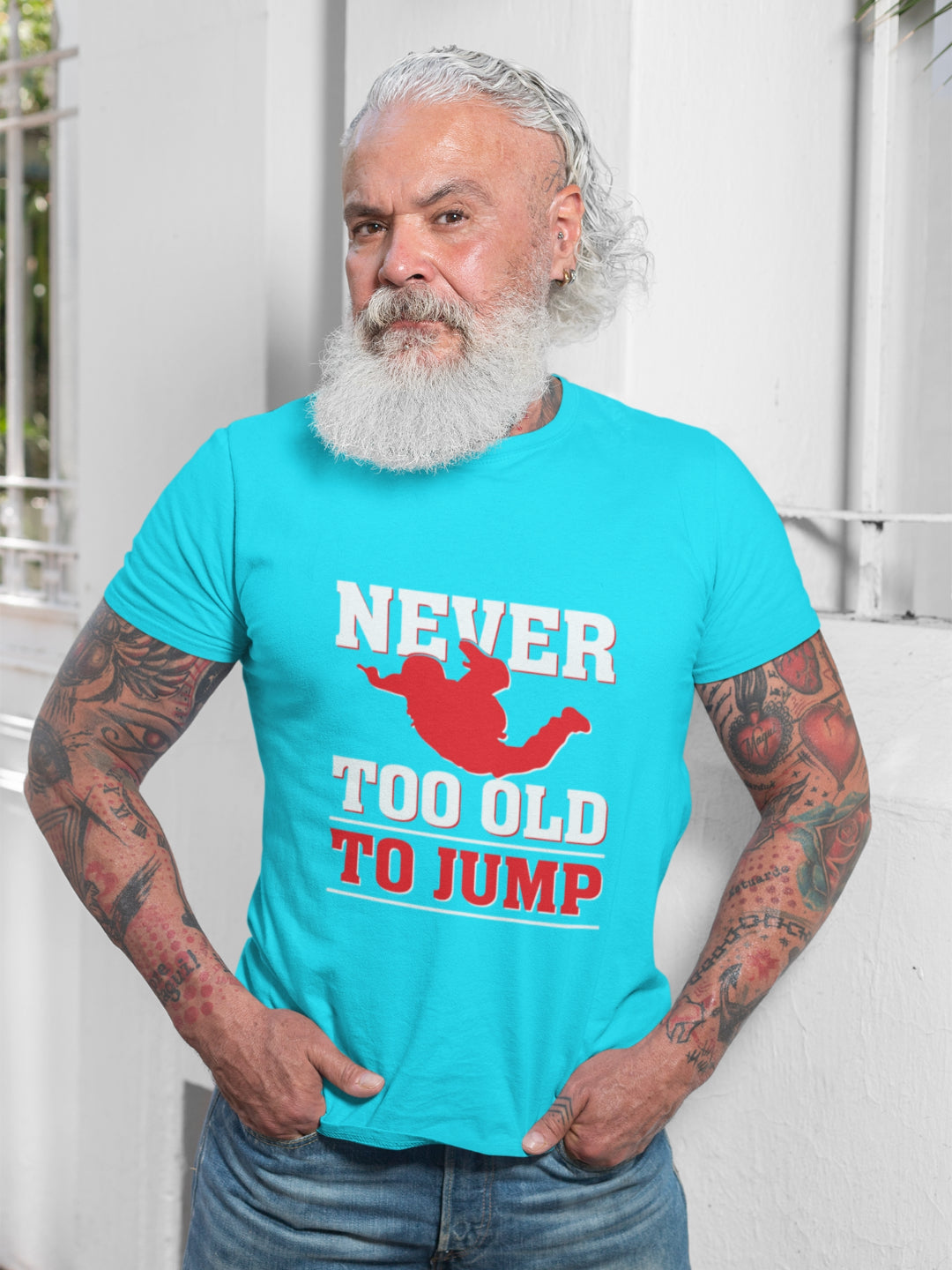 Never Too Old To Jump Men's Printed T-shirt -