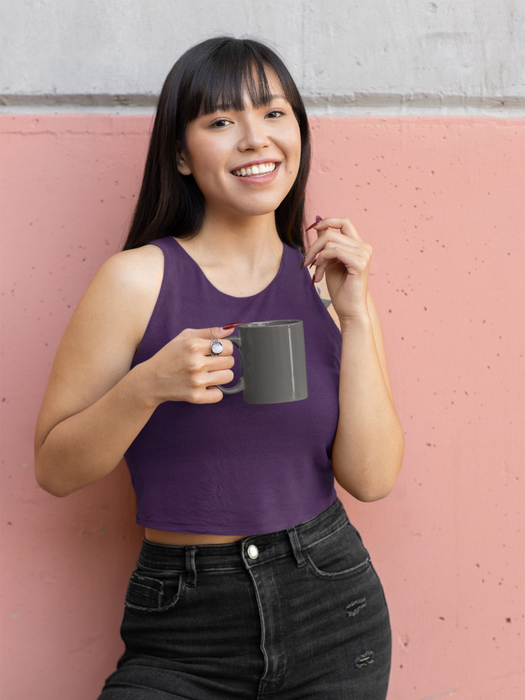 Purple Women’s Plain Crop Tank Top -