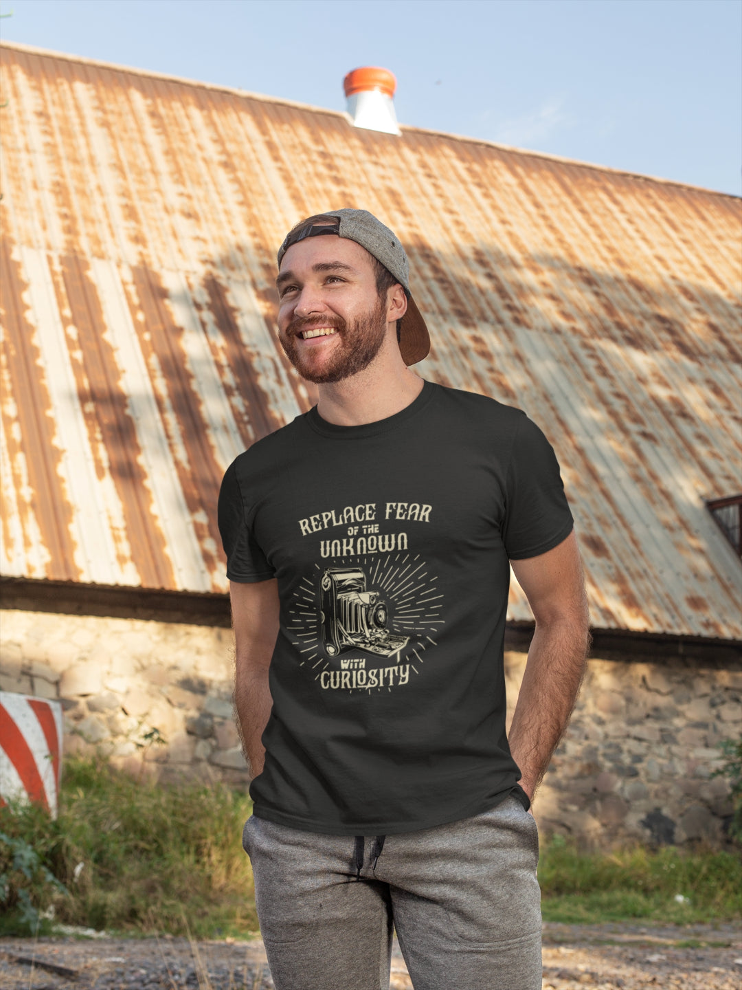 Replace Fear Of The Unknown With Curiosity Men's Printed T-shirt -