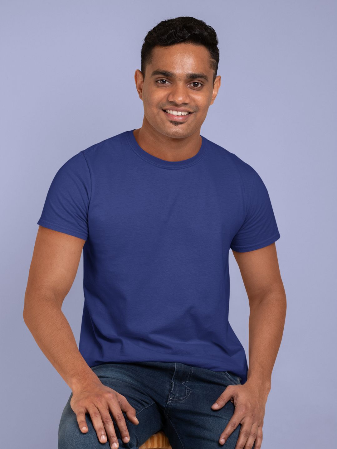 Royal Blue Men’s Round Neck Half Sleeves Plain T-shirt -