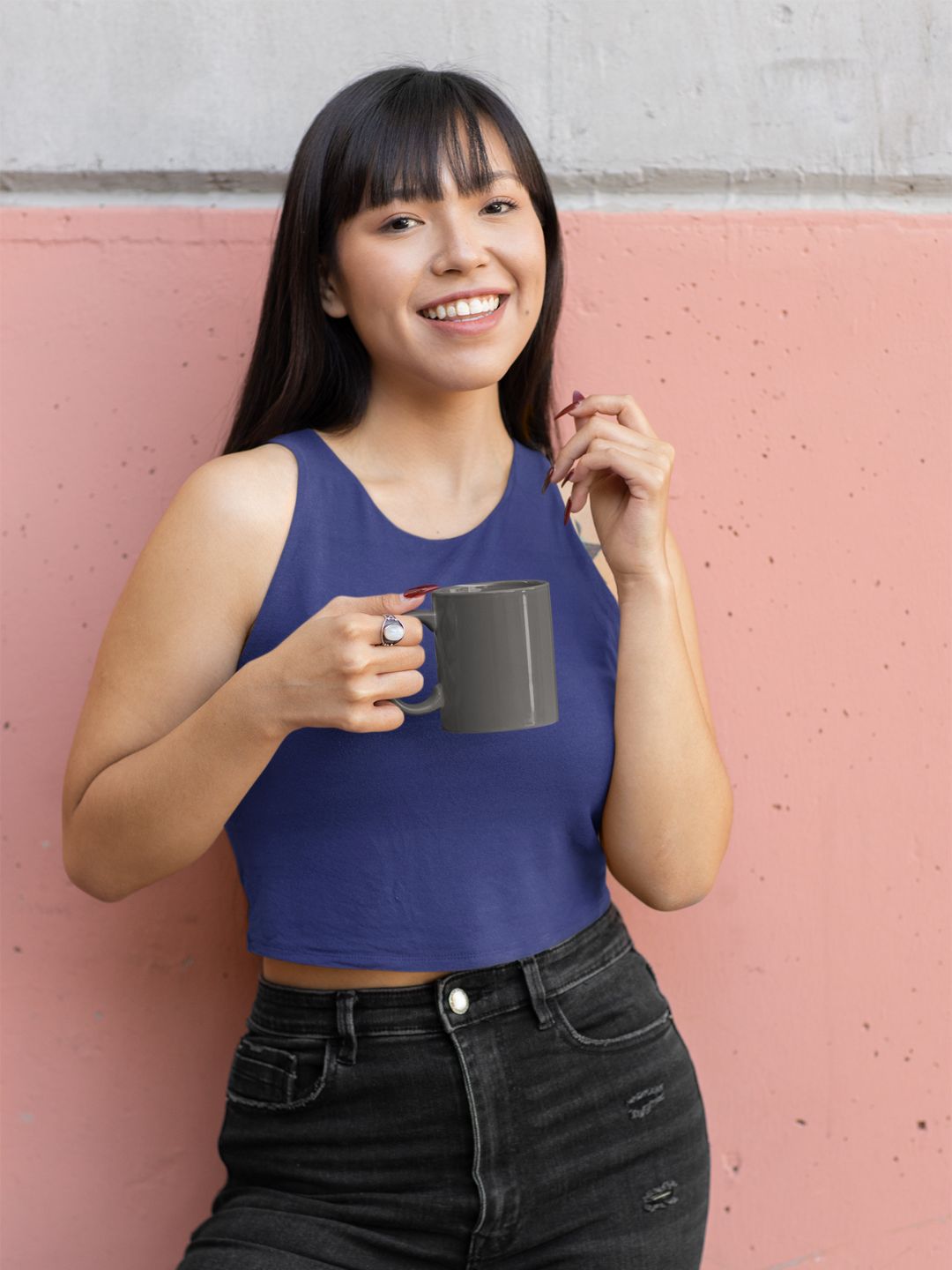 Royal Blue Women’s Plain Crop Tank Top -