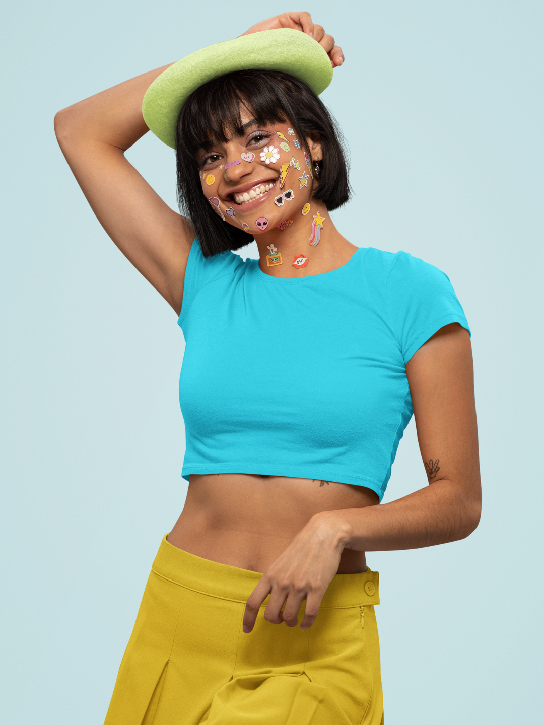 Sky Blue Women's Plain Crop Top -