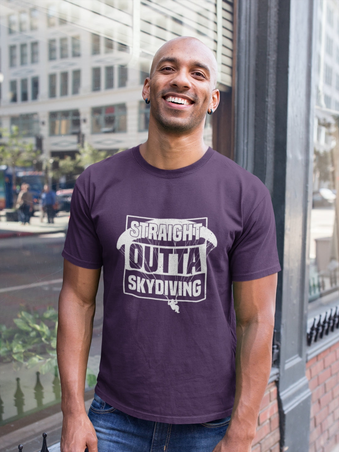 Straight Outta Skydiving Men's Printed T-shirt -