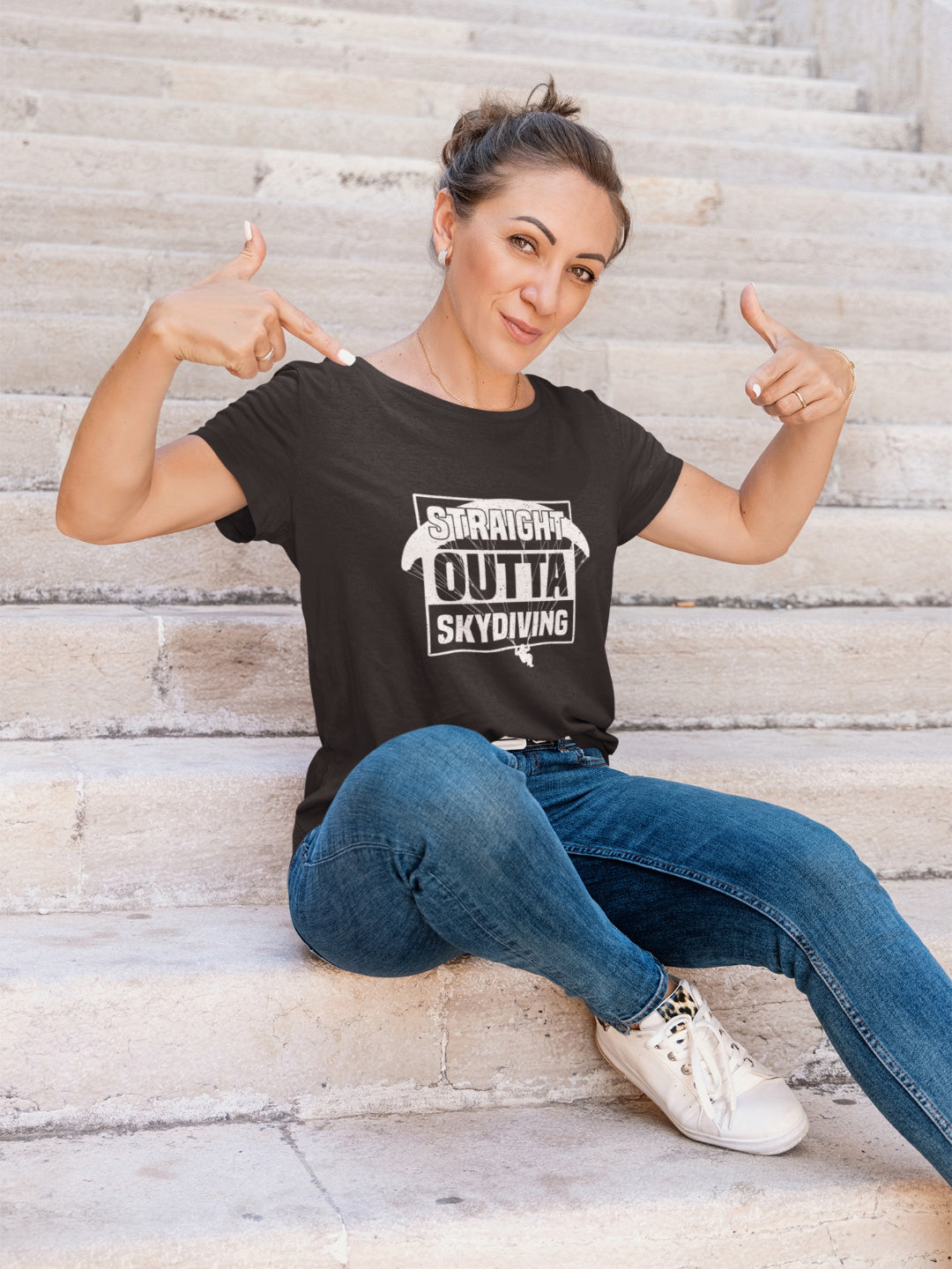 Straight Outta Skydiving Women's Printed T-shirt -