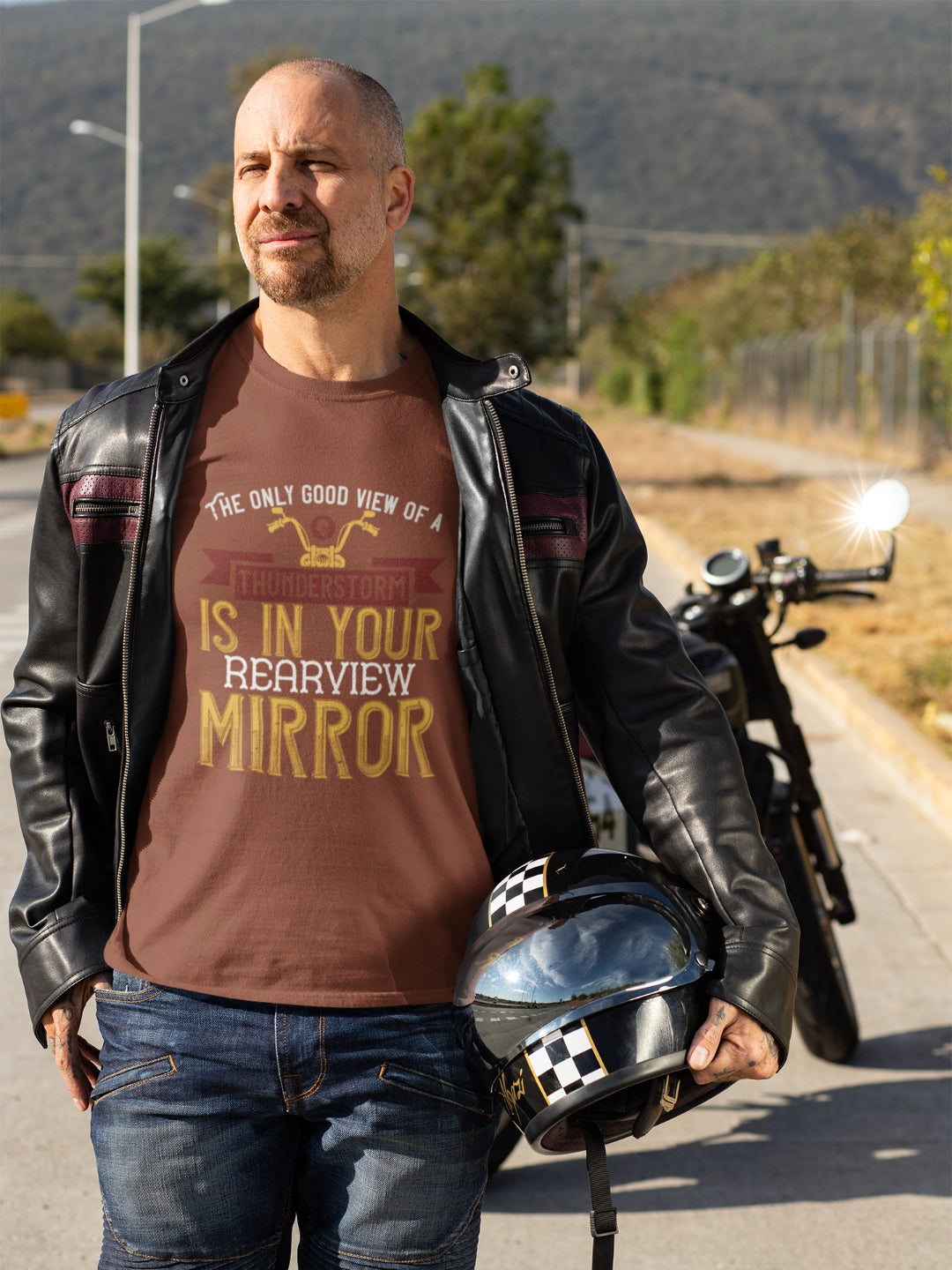 Good View Of Thunderstorm In Rearview Mirror Men's Printed T-shirt -